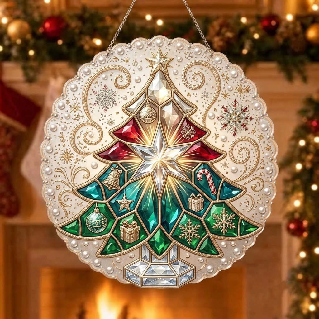 Stained Christmas Tree Christmas Ornament