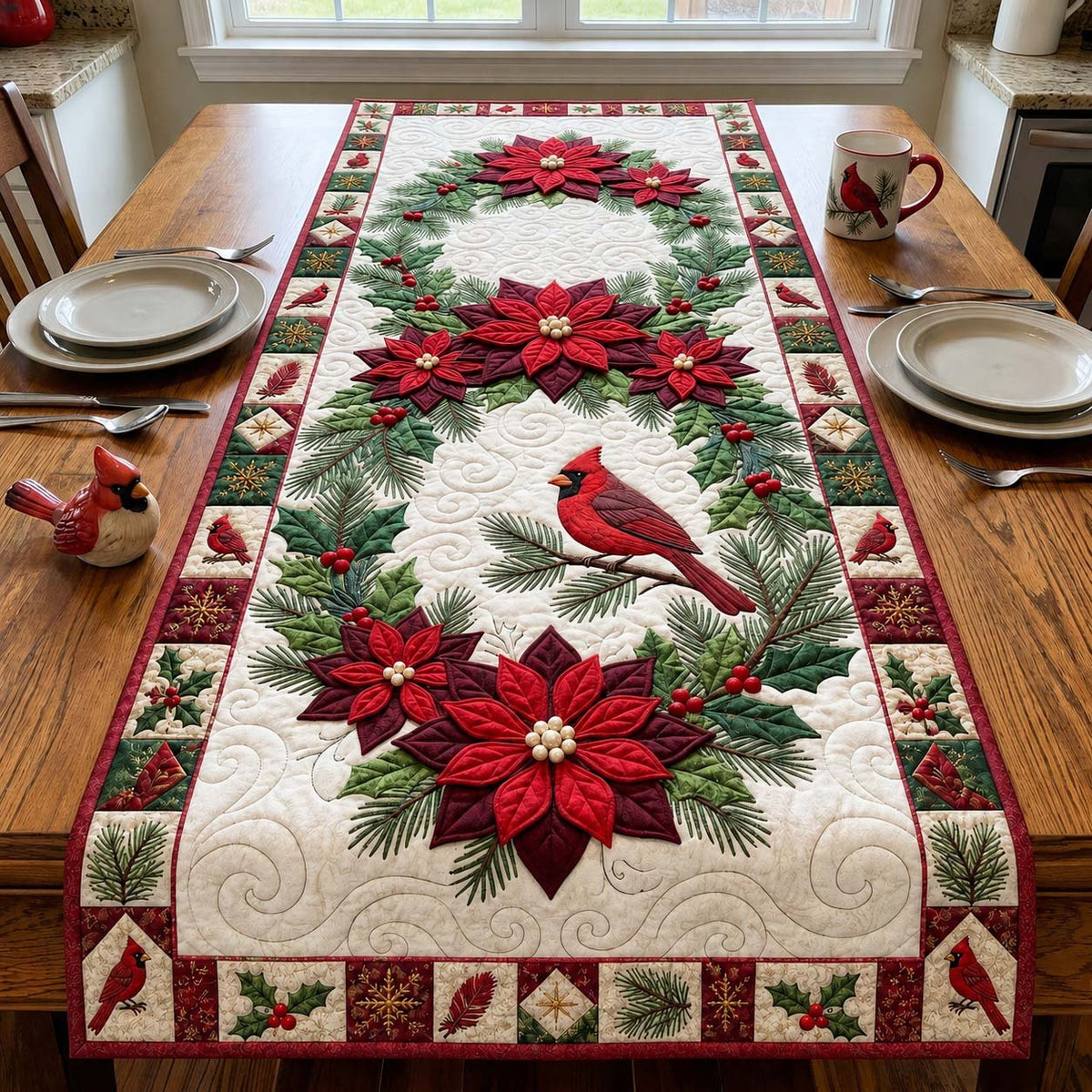 Poinsettia Crown Table Runner