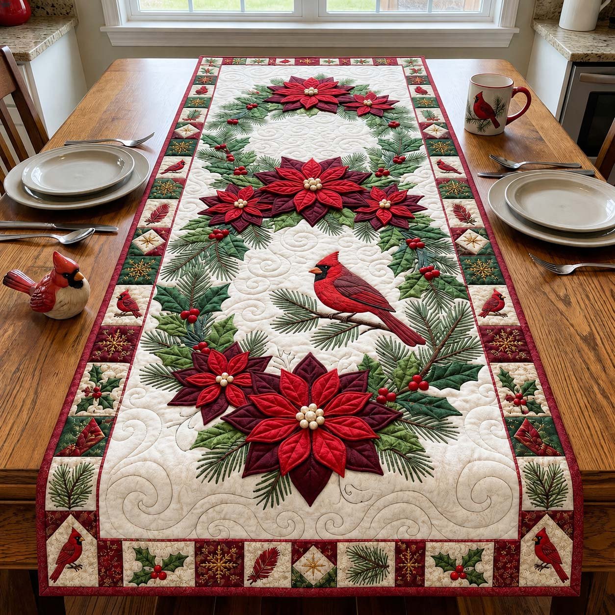 Poinsettia Crown Table Runner