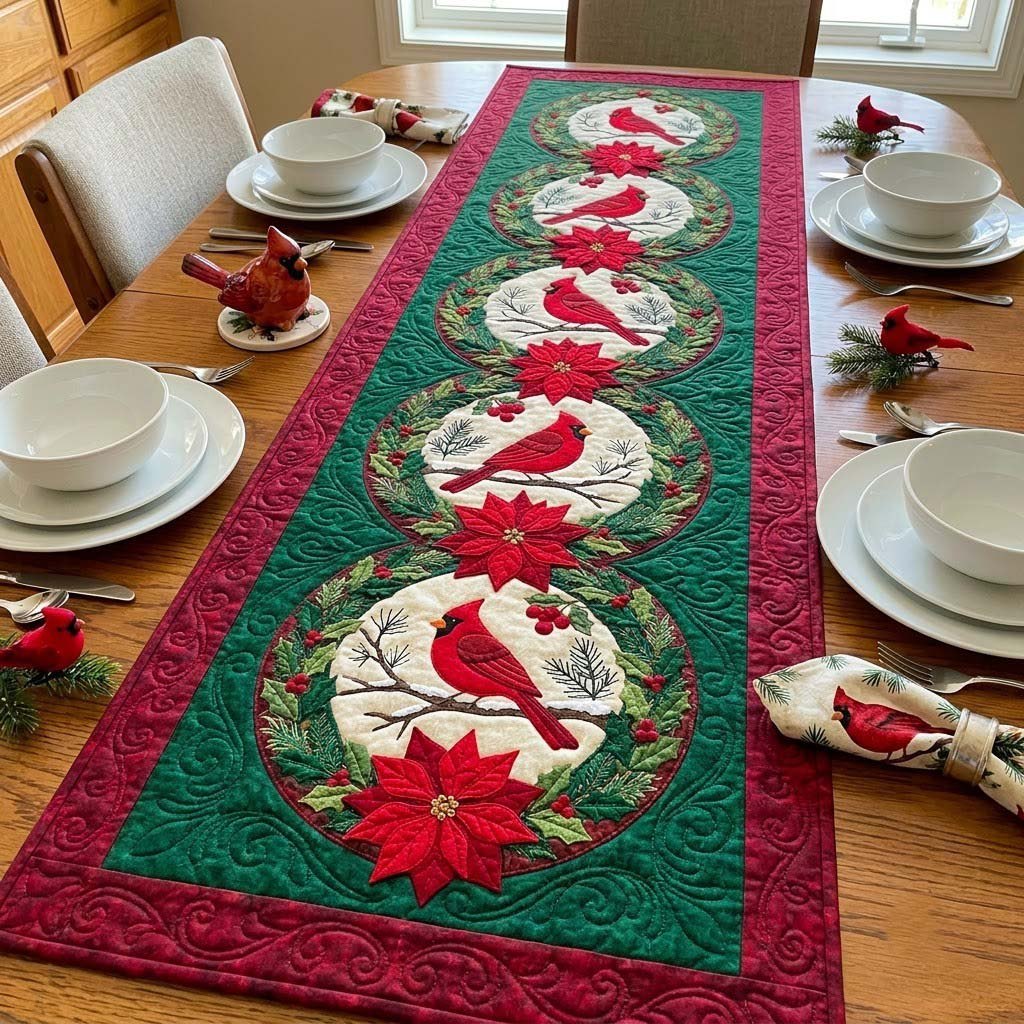 Winter Window Cardinal Table Runner