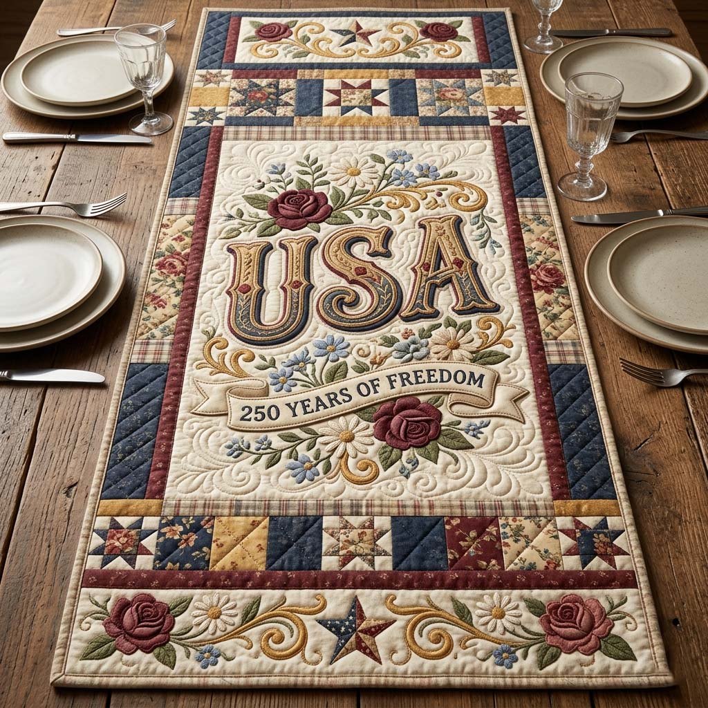 USA 250 Years of Freedom Table Runner