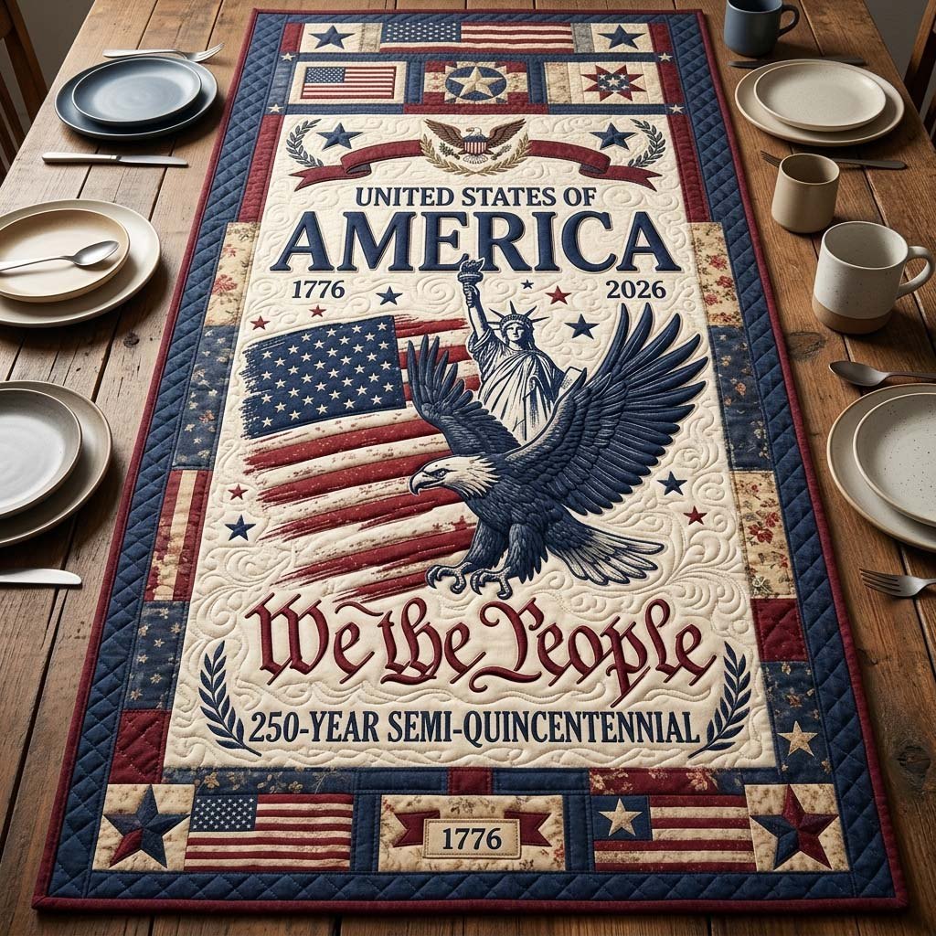 America We the People with Eagle Table Runner