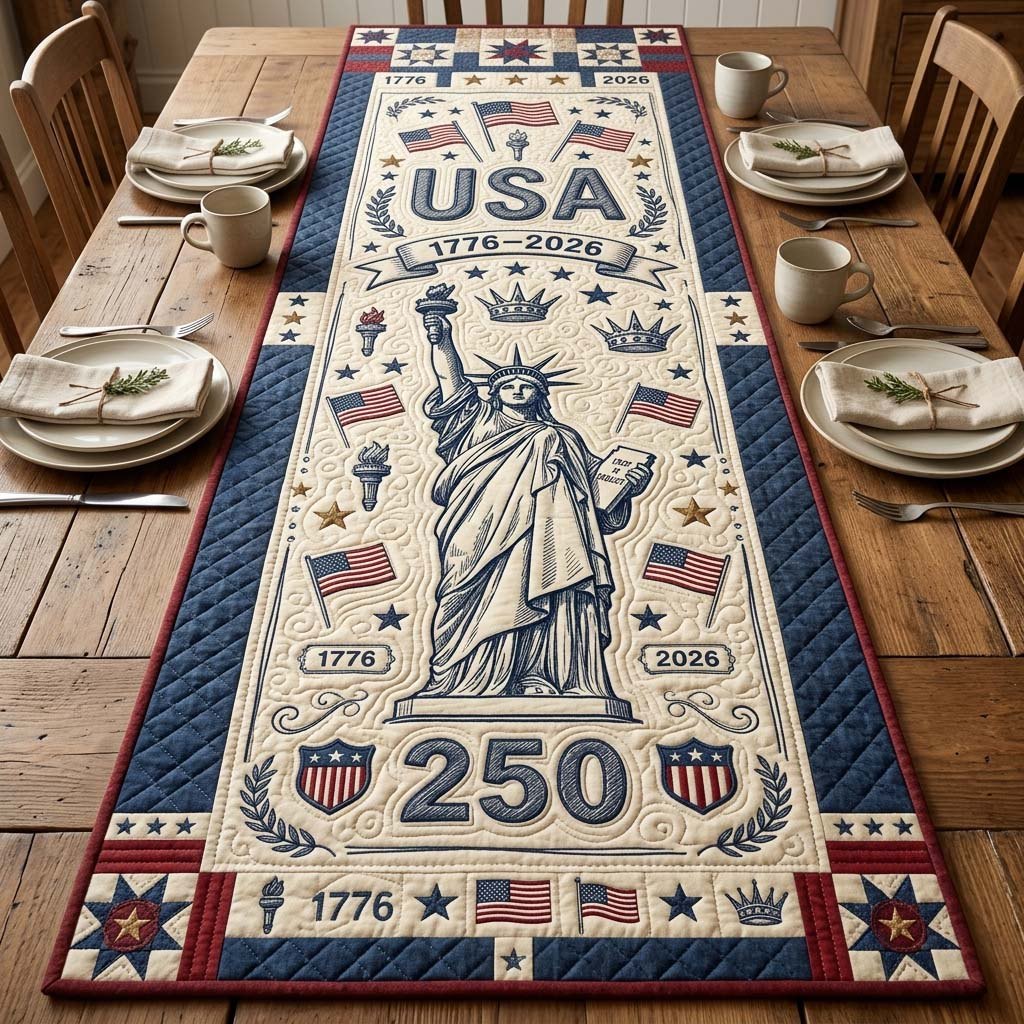 Statue of Liberty 250 Panel Table Runner