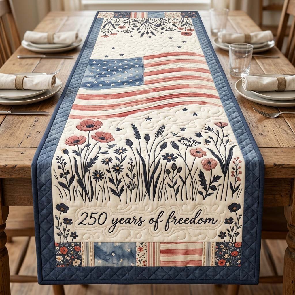 250 Years of Freedom Wildflowers Table Runner