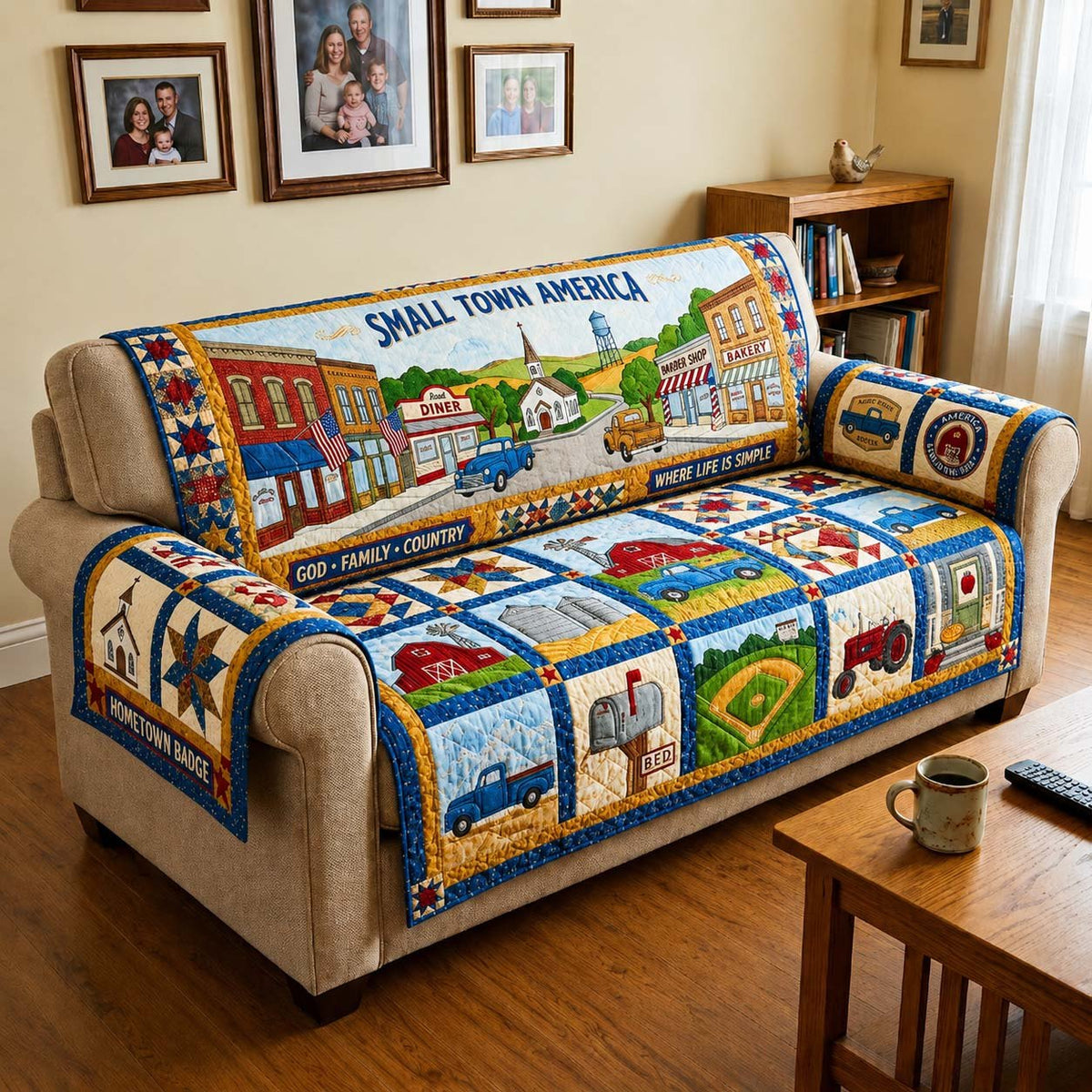 Small Town America Sofa Cover