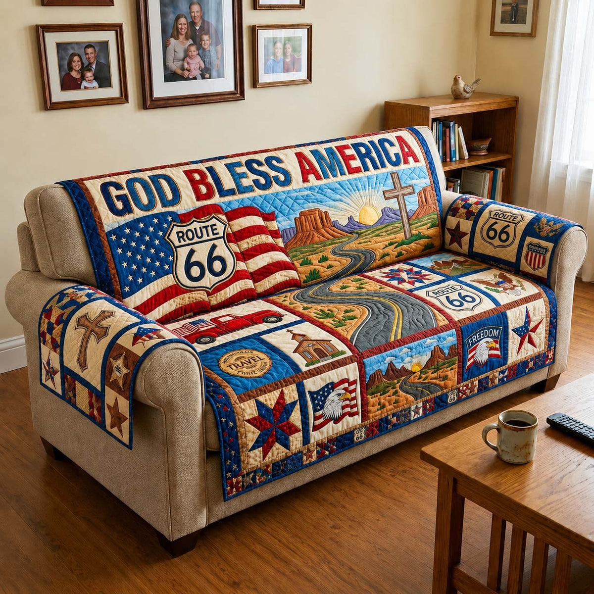 Patriotic Route 66 Sofa Cover