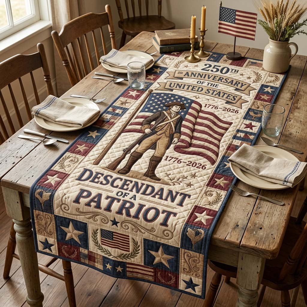 Descendant of a Patriot 250th Anniversary Table Runner