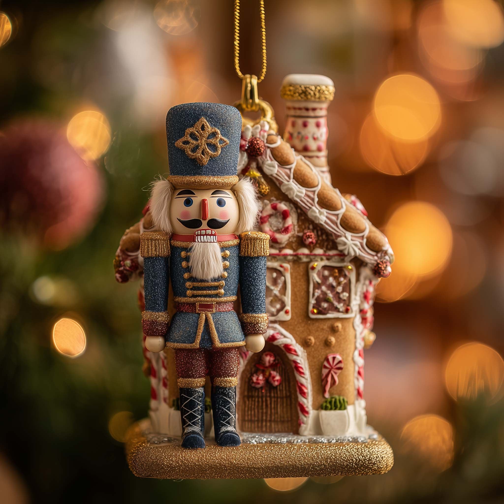 Nutcracker and Gingerbread House Christmas Ornament