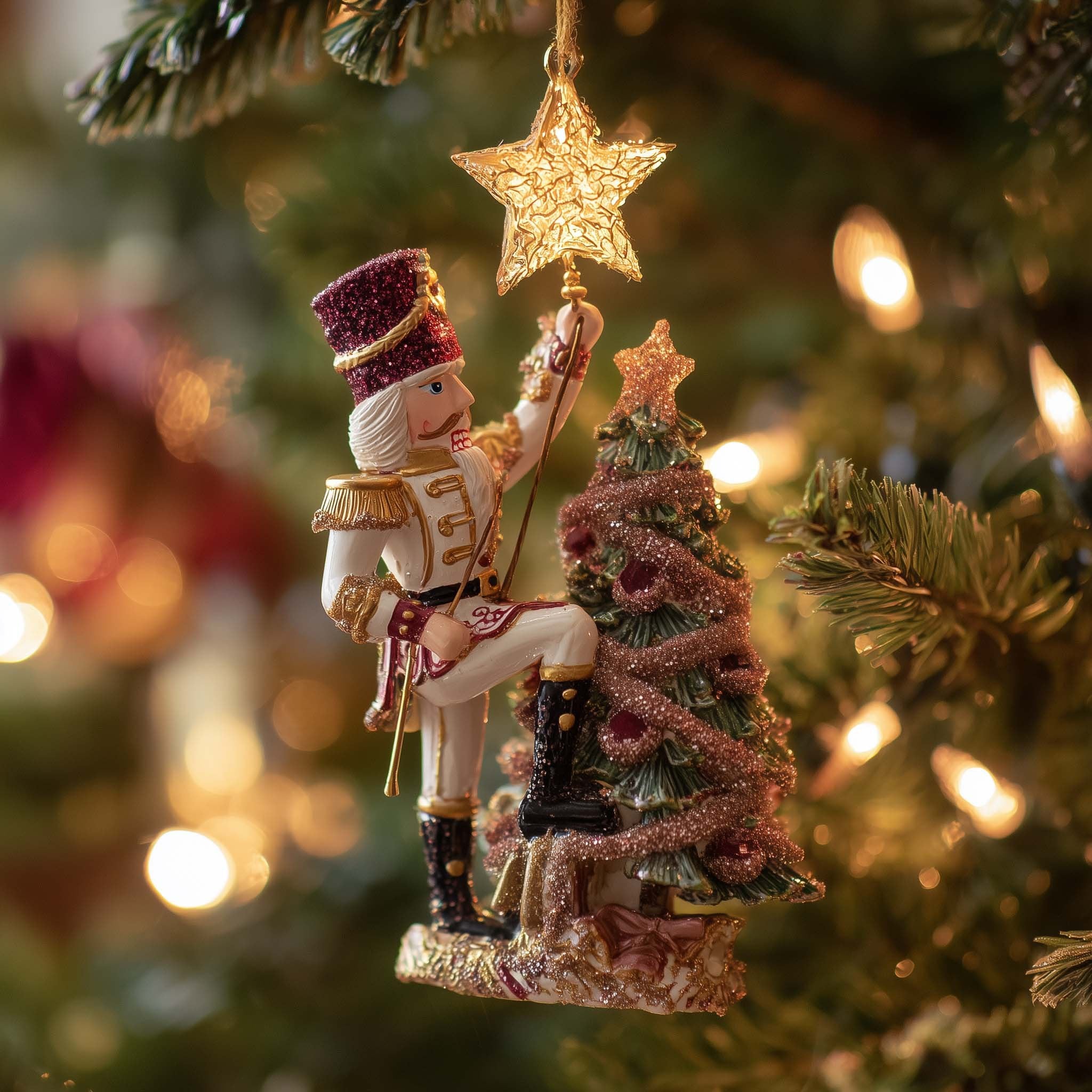 Nutcracker Topping the Tree Christmas Ornament
