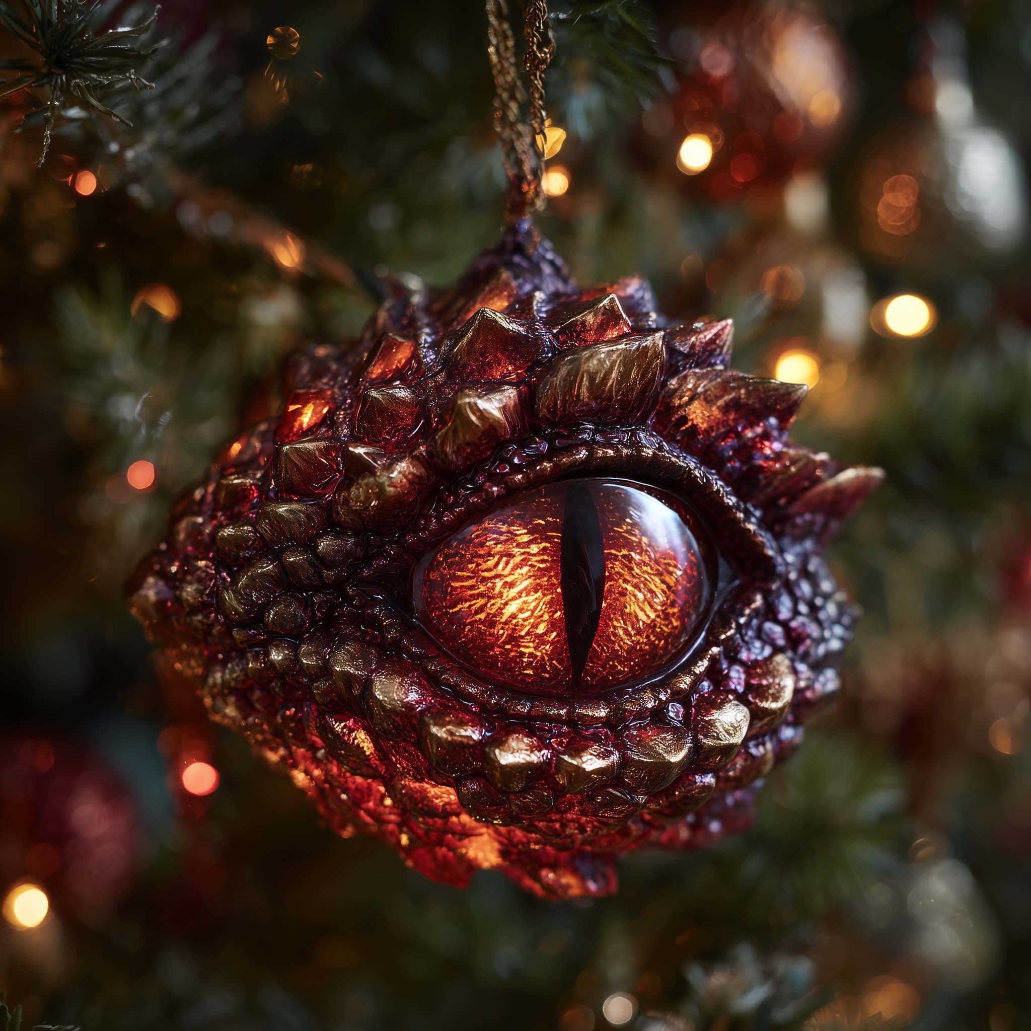 Ruby Ember Dragon Eye Christmas Ornament