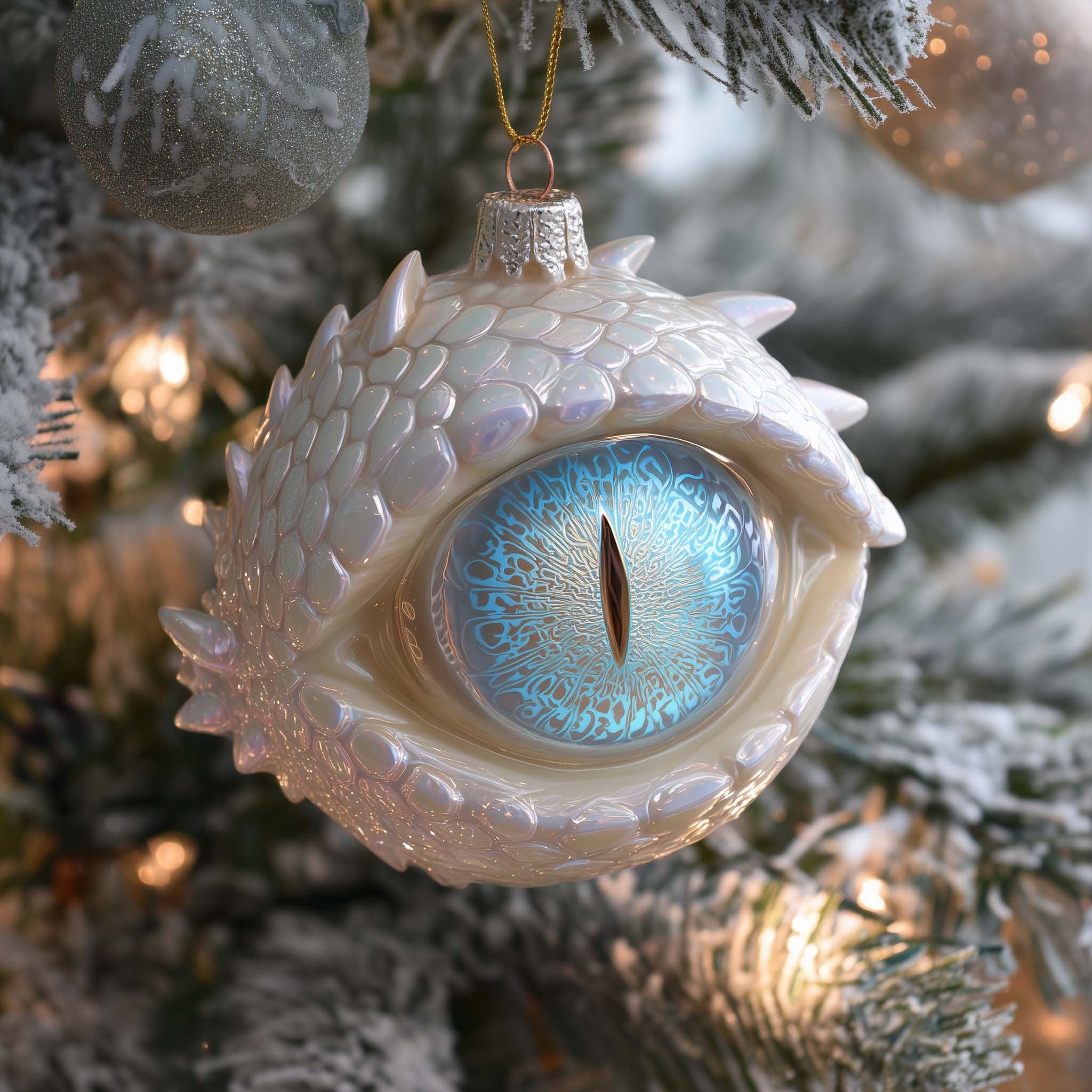 Pearl White Dragon Eye Christmas Ornament