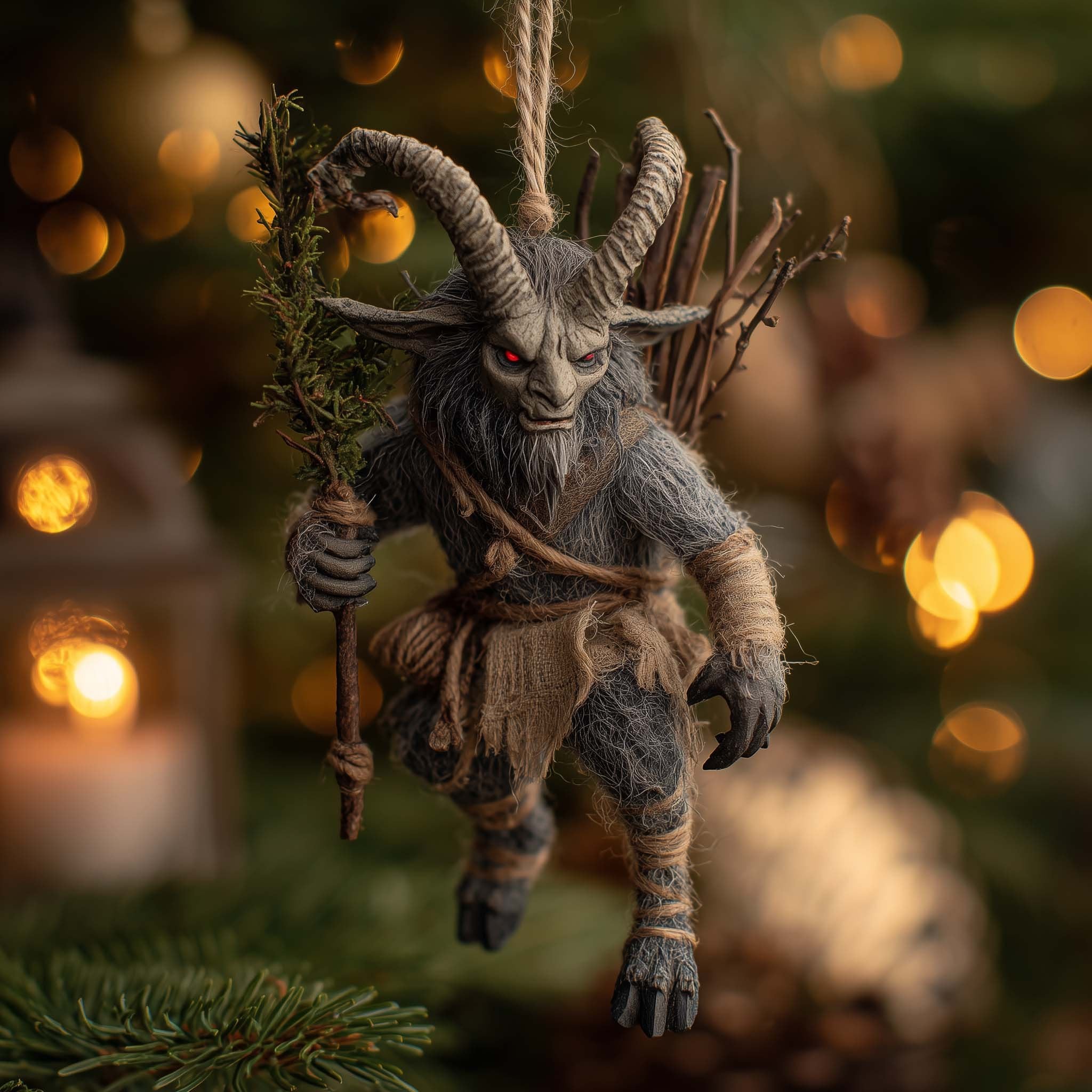Krampus with a Birch Switch Christmas Ornament