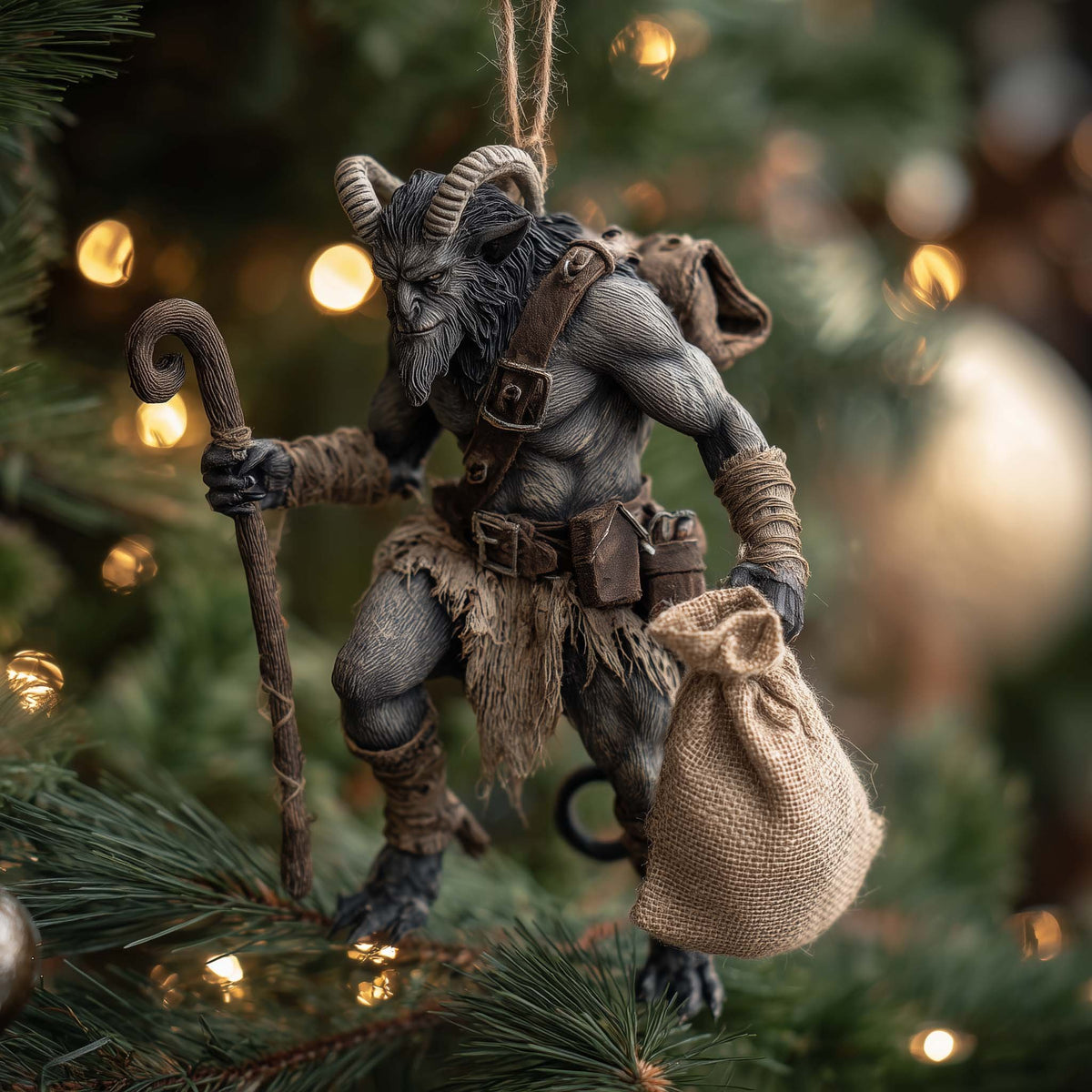Krampus with Chain and Sack Christmas Ornament