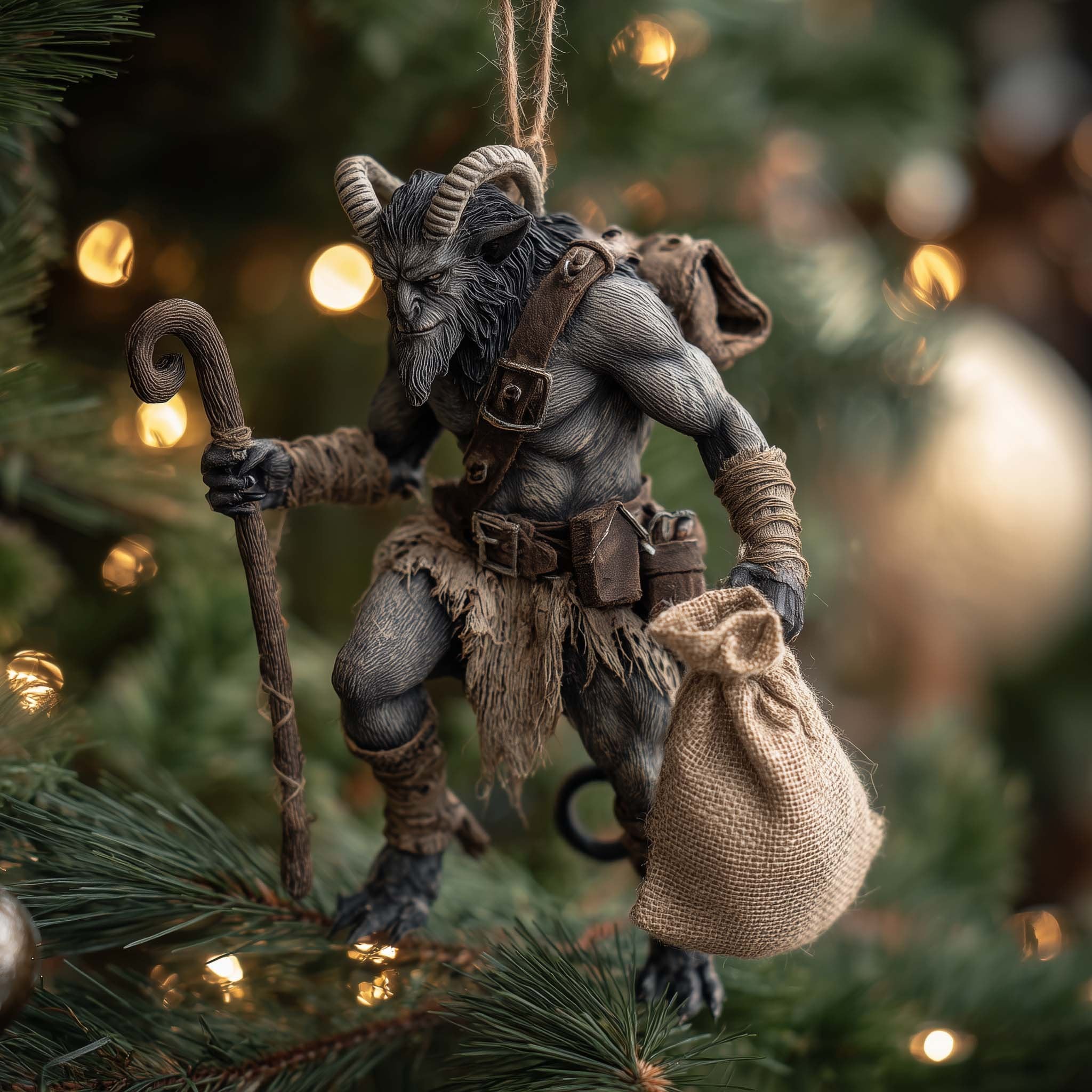 Krampus with Chain and Sack Christmas Ornament