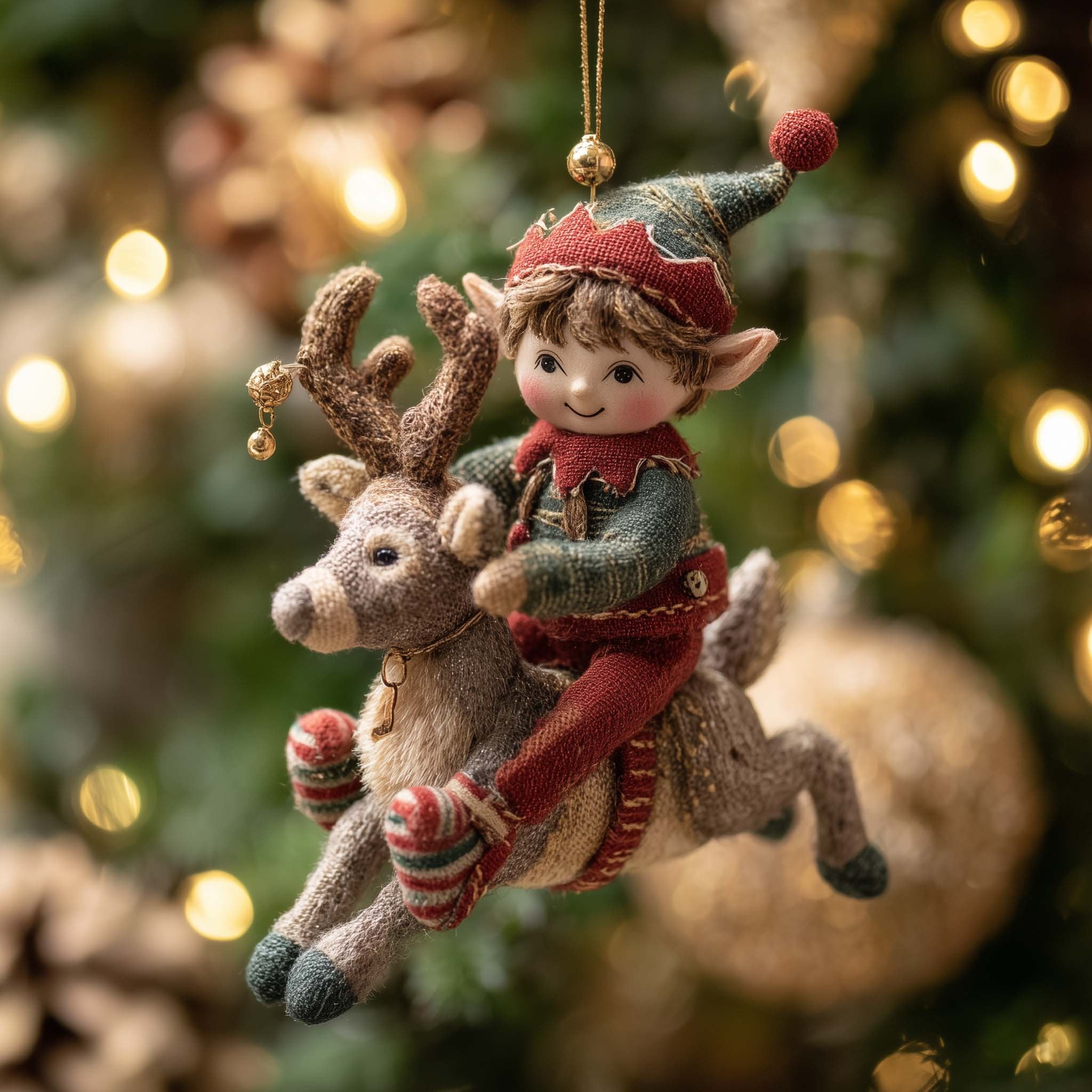 Reindeer Rider Elf Christmas Ornament