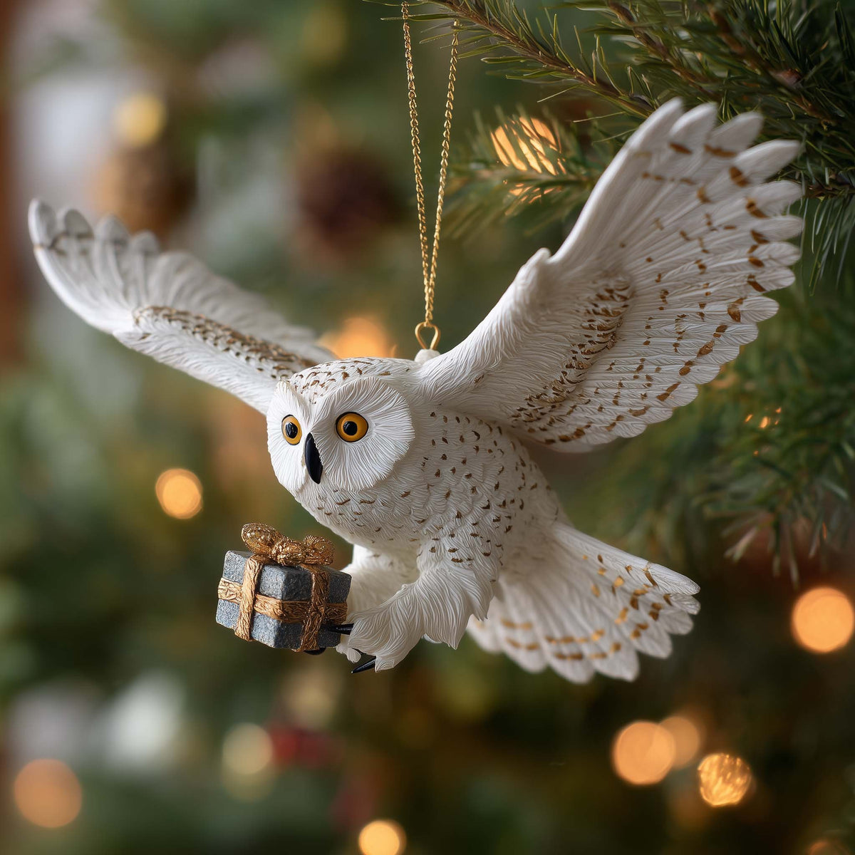 Snowy Winter Owl Christmas Ornament