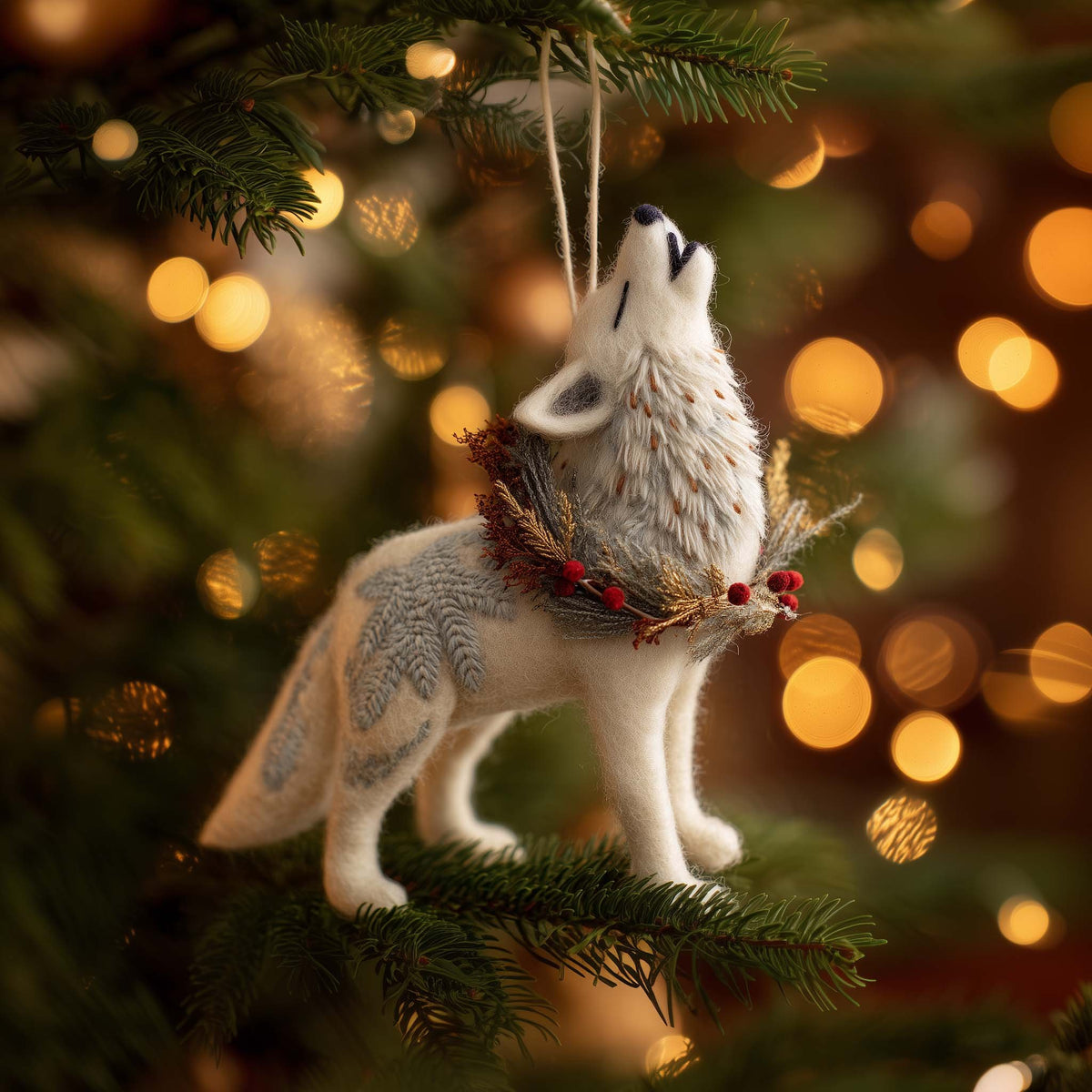 Snow Howler Wolf Christmas Ornament