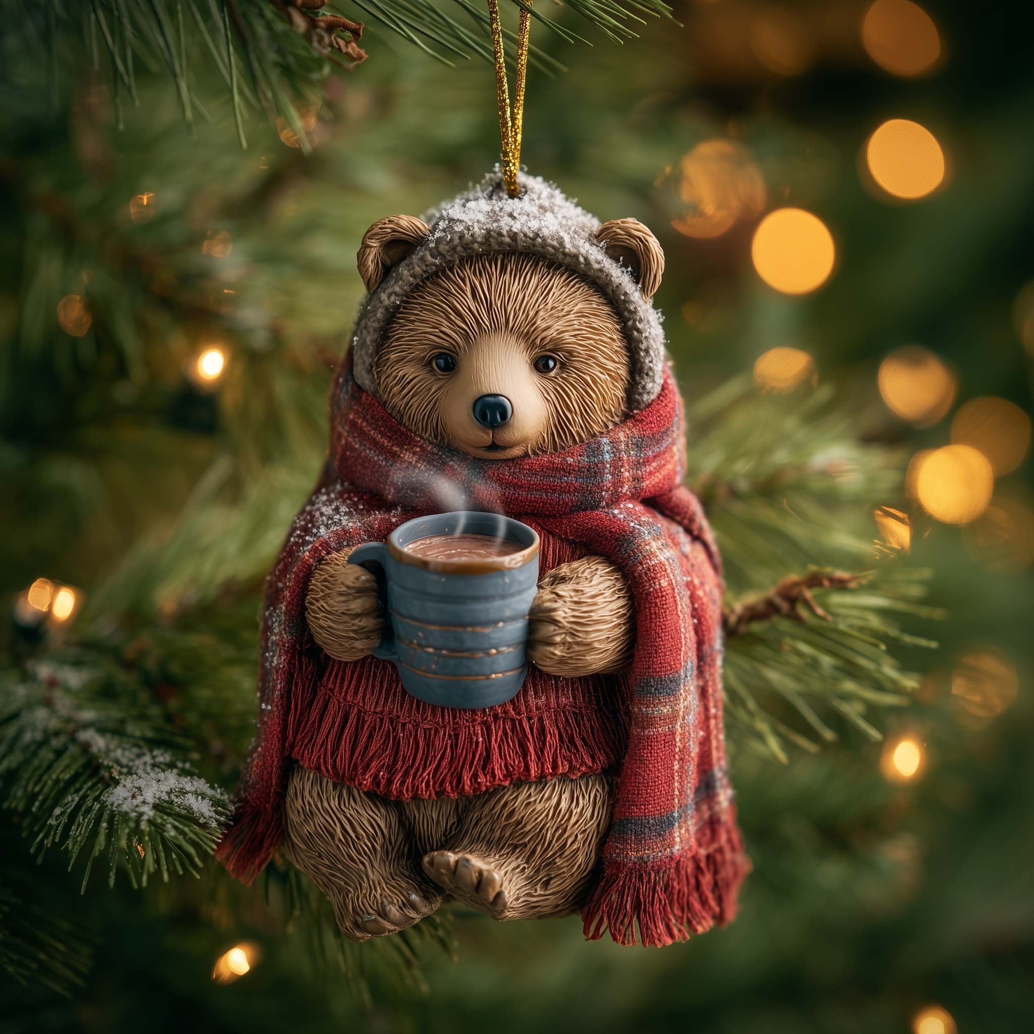 Cozy Winter Bear Christmas Ornament