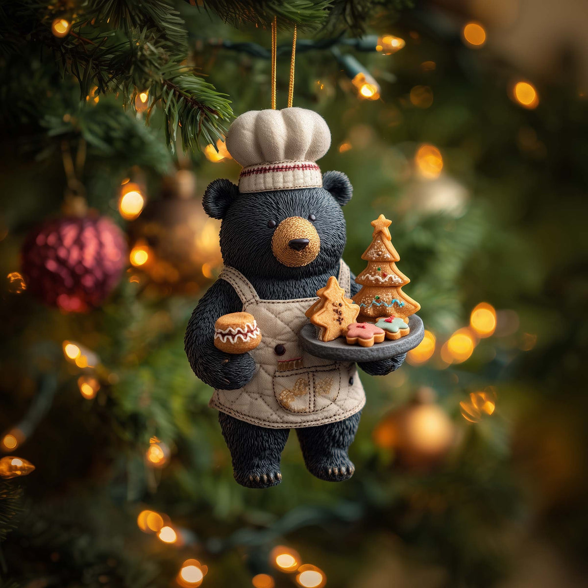 Baker Bear with Christmas Cookies Christmas Ornament