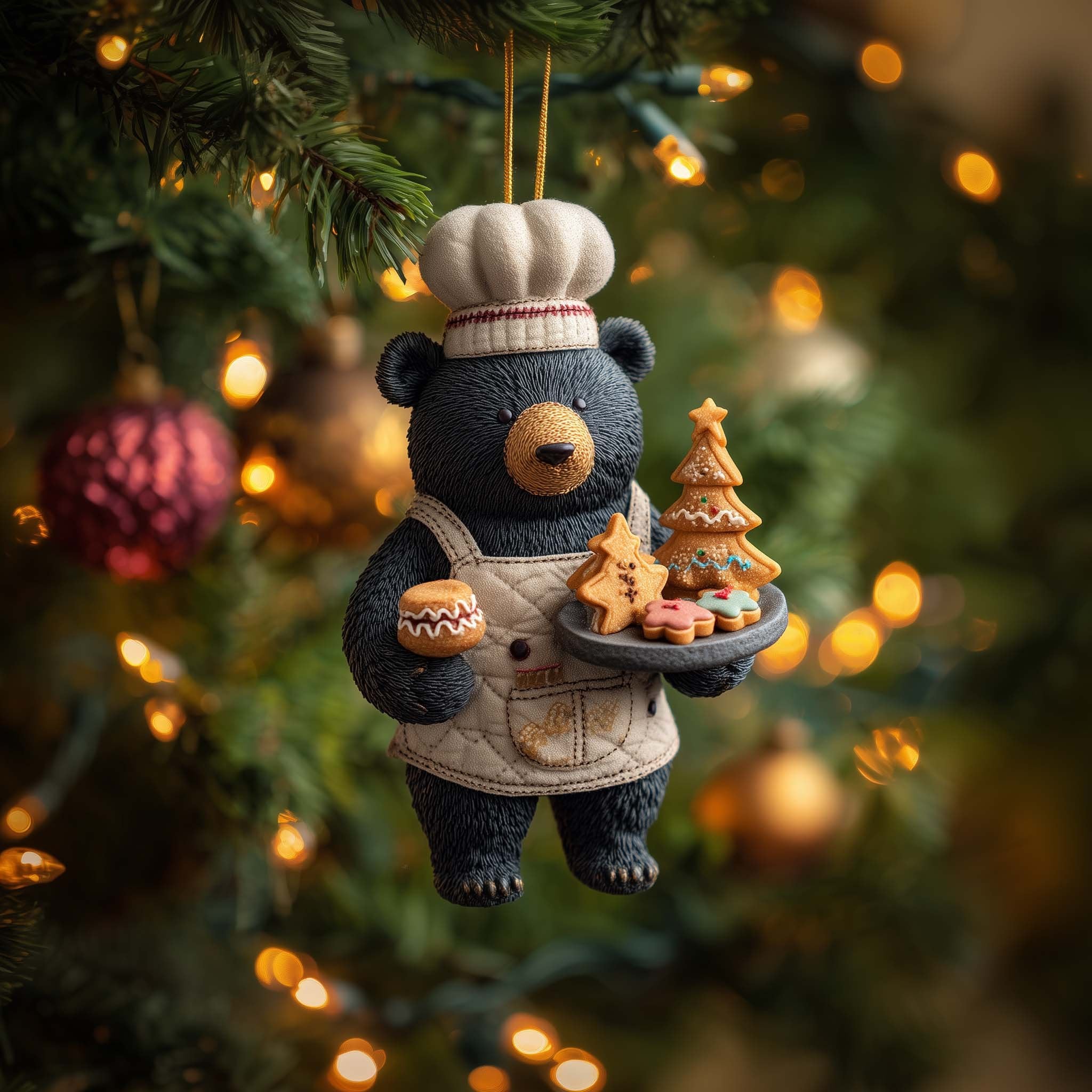 Baker Bear with Christmas Cookies Christmas Ornament