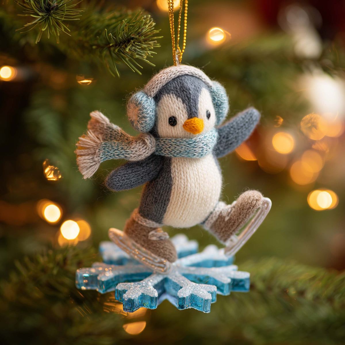 Ice Skating Penguin Christmas Ornament