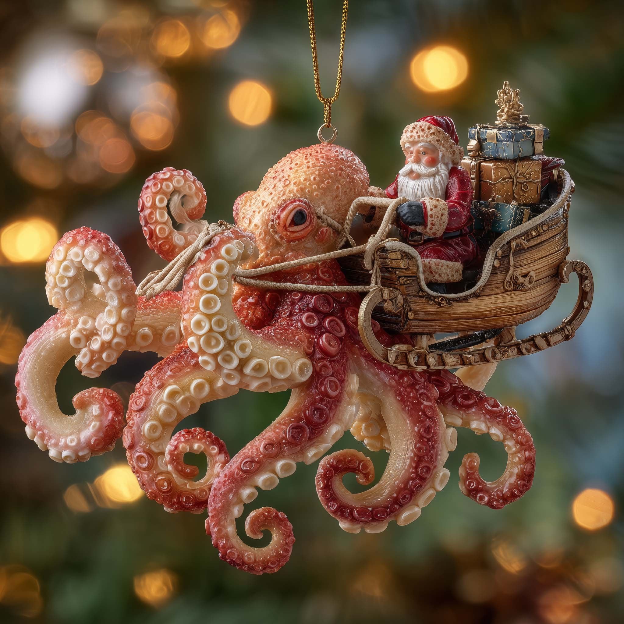 Ocean Kraken Santa Christmas Ornament