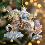 Santa on a Cloud Unicorn Christmas Ornament