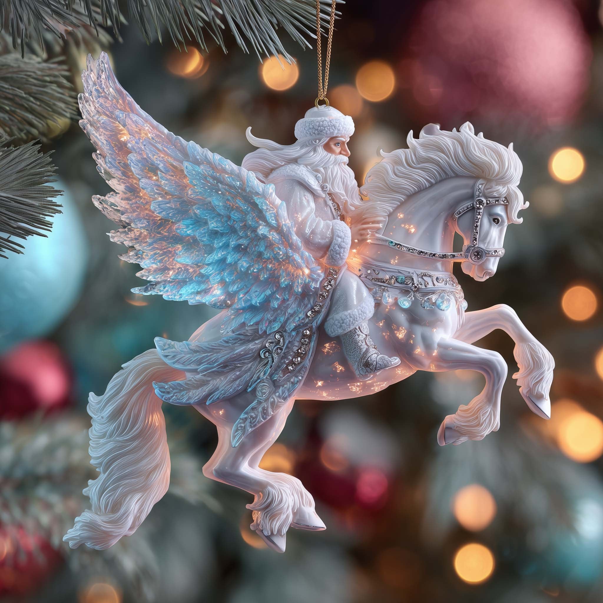Santa on a Winged Pegasus Christmas Ornament