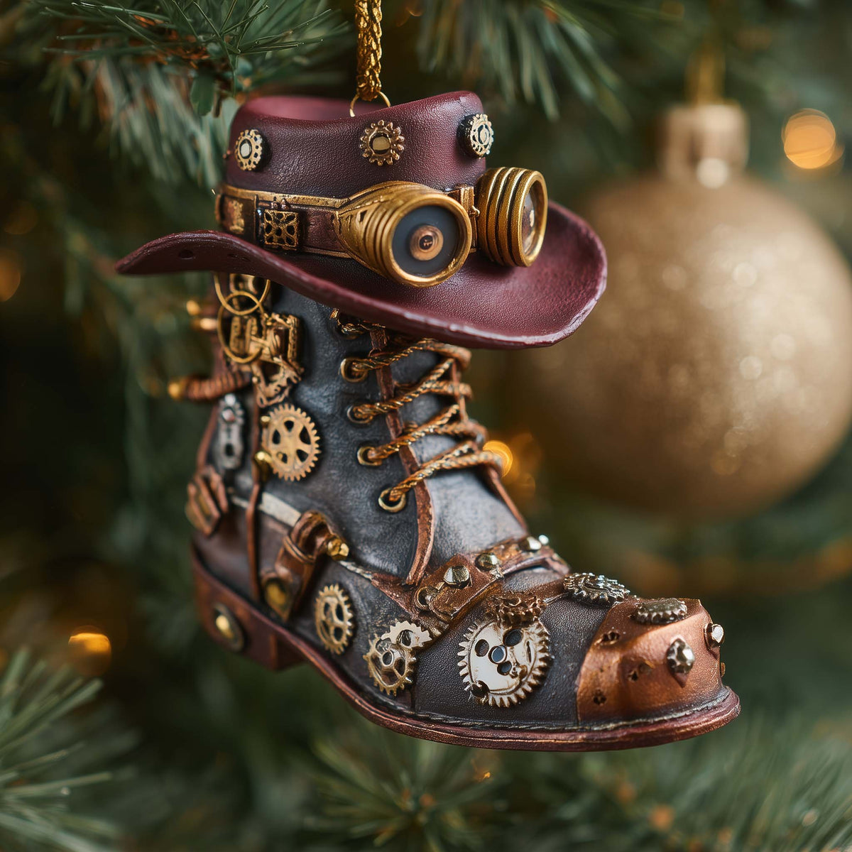 Steampunk Gear Boot Christmas Ornament