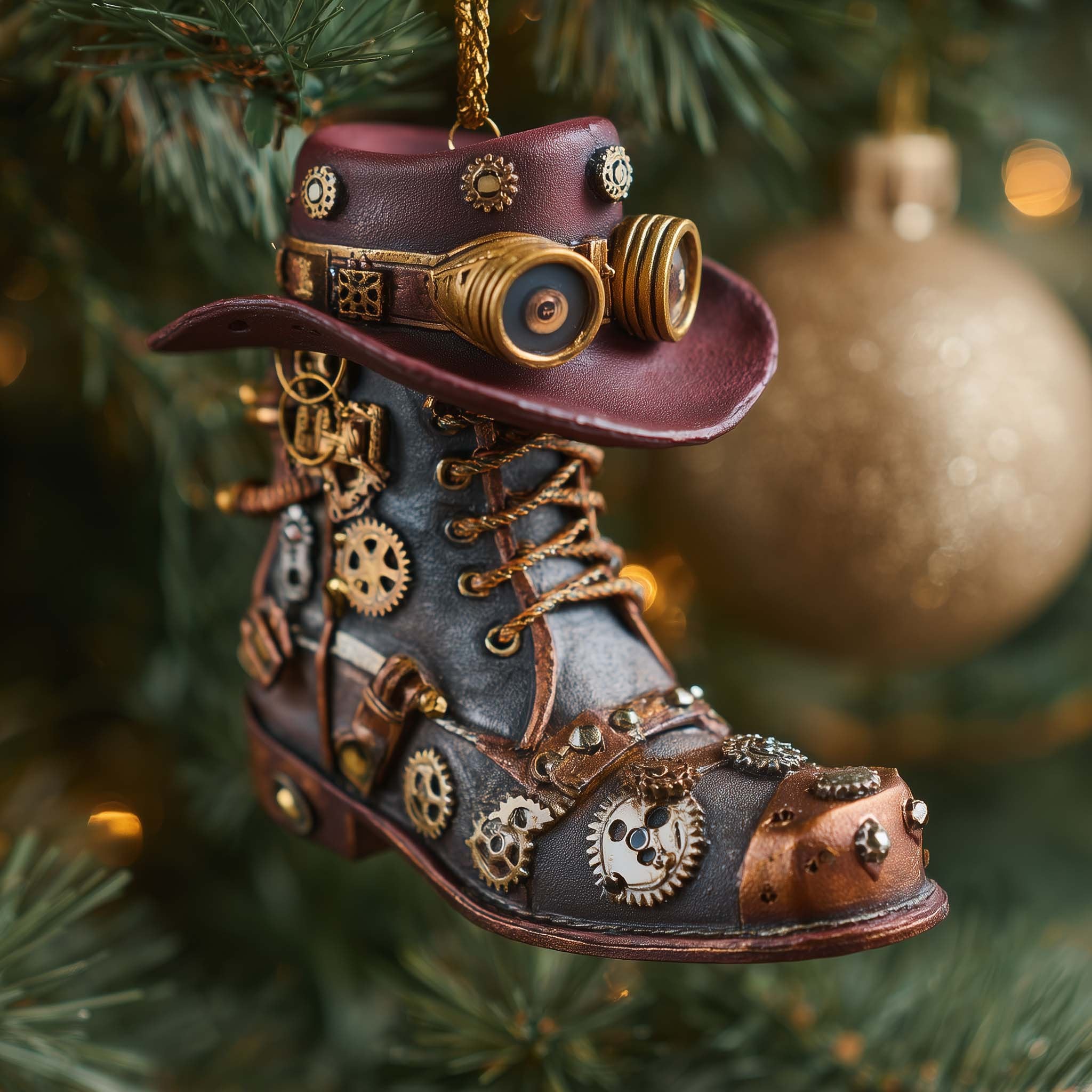 Steampunk Gear Boot Christmas Ornament