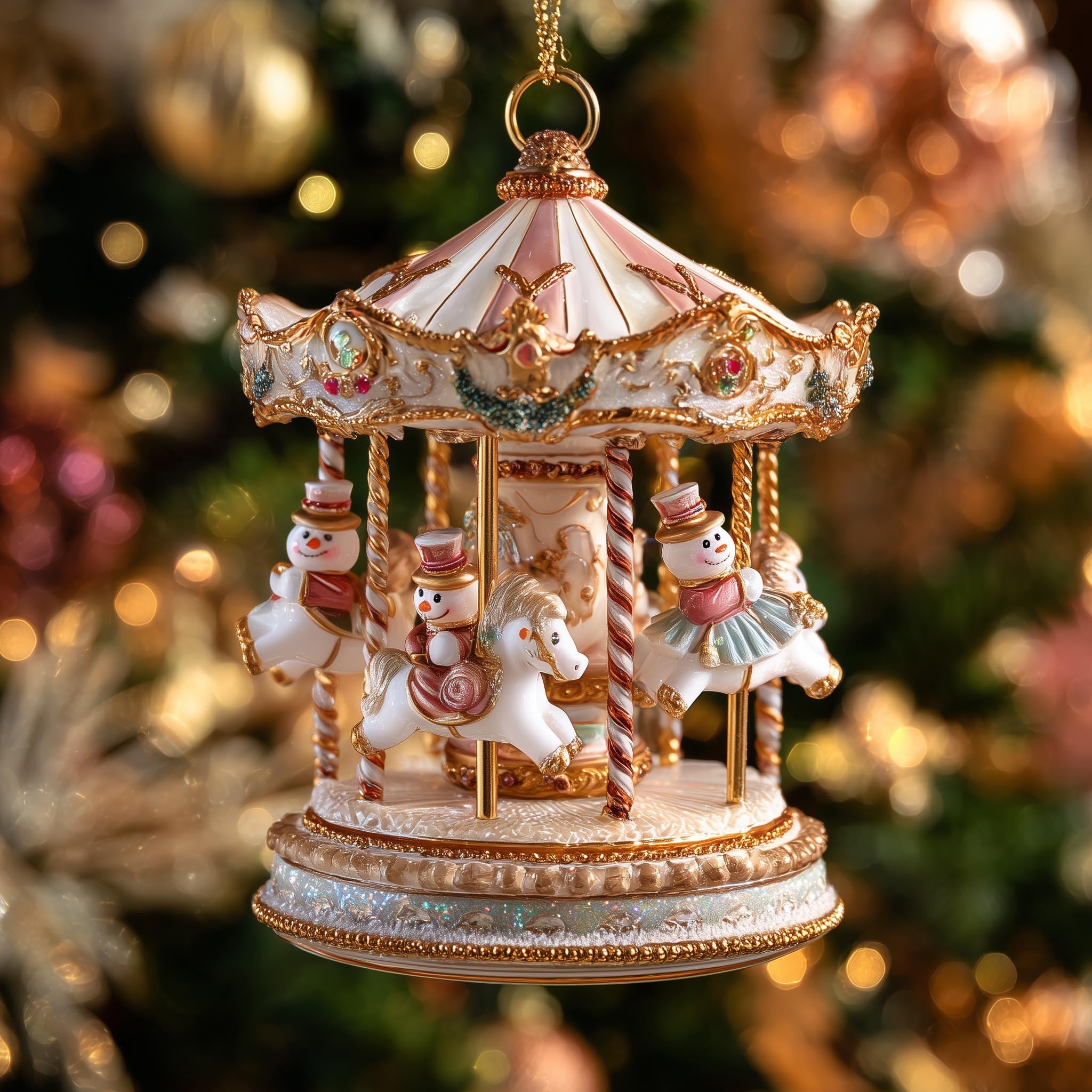 Snowman Carousel Christmas Ornament