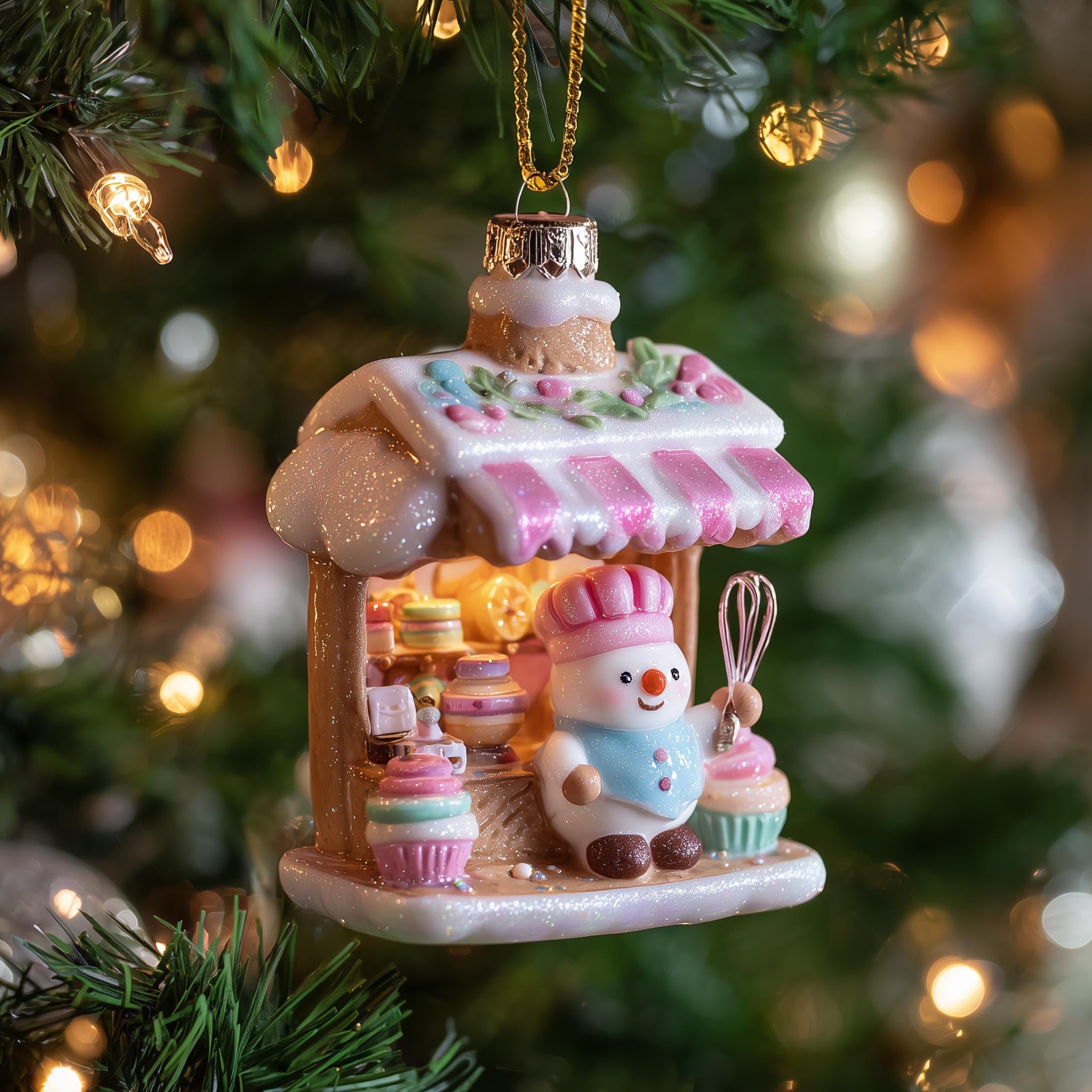 Snowman Bakery Stall Christmas Ornament