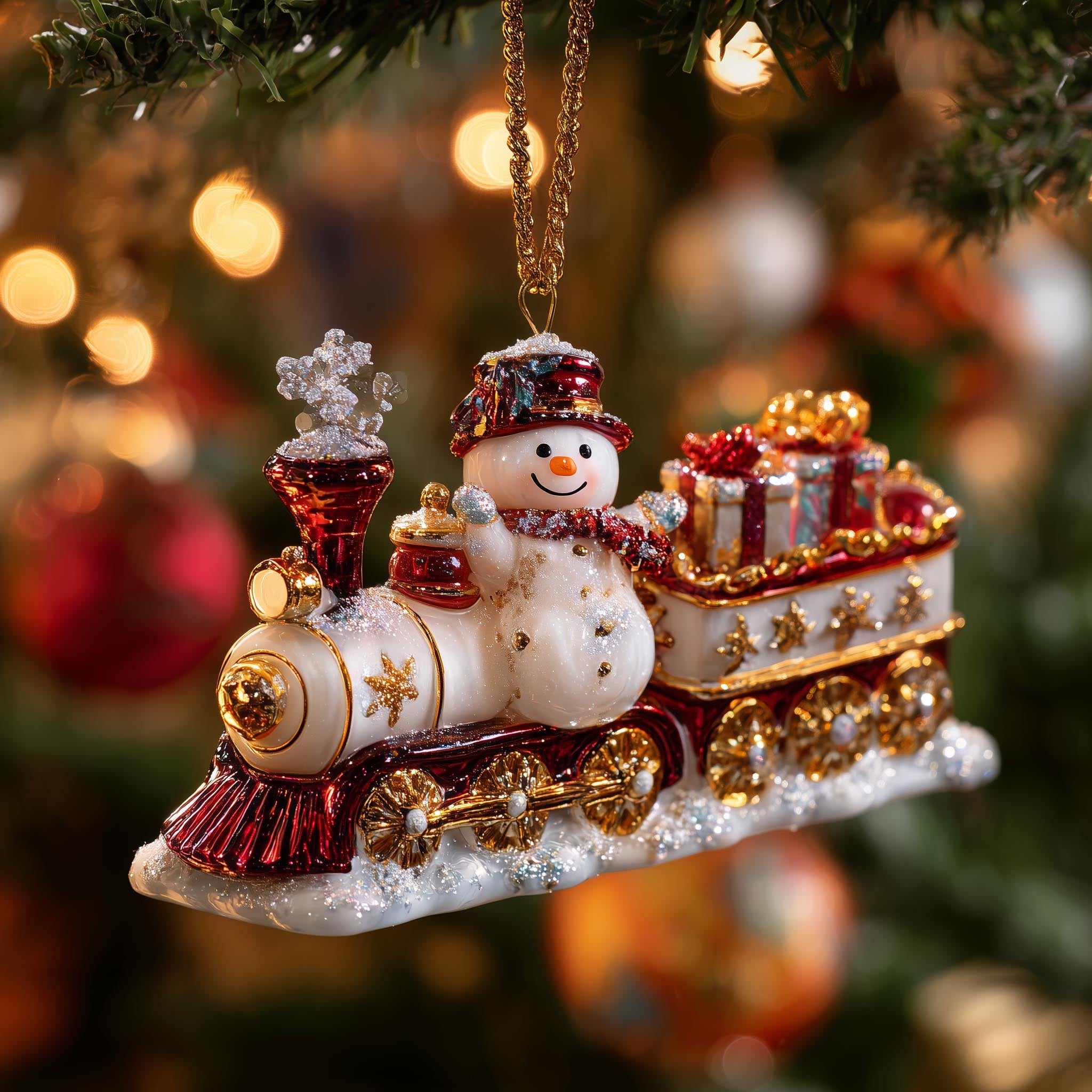 Snowman Christmas Train Christmas Ornament