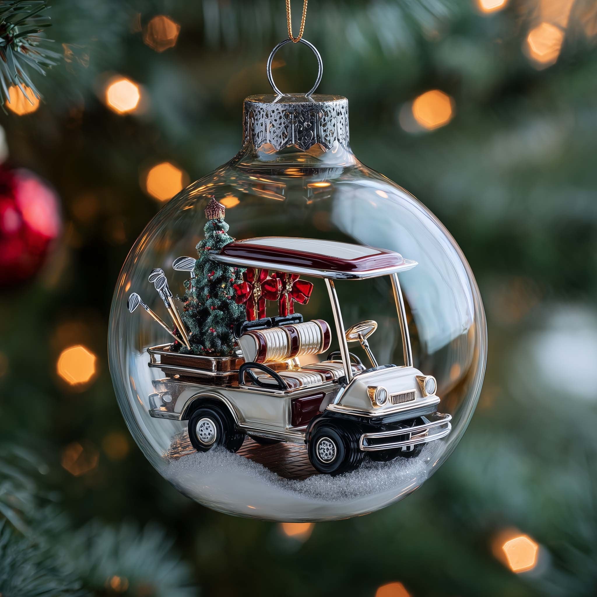 Golf Cart Christmas Globe Christmas Ornament