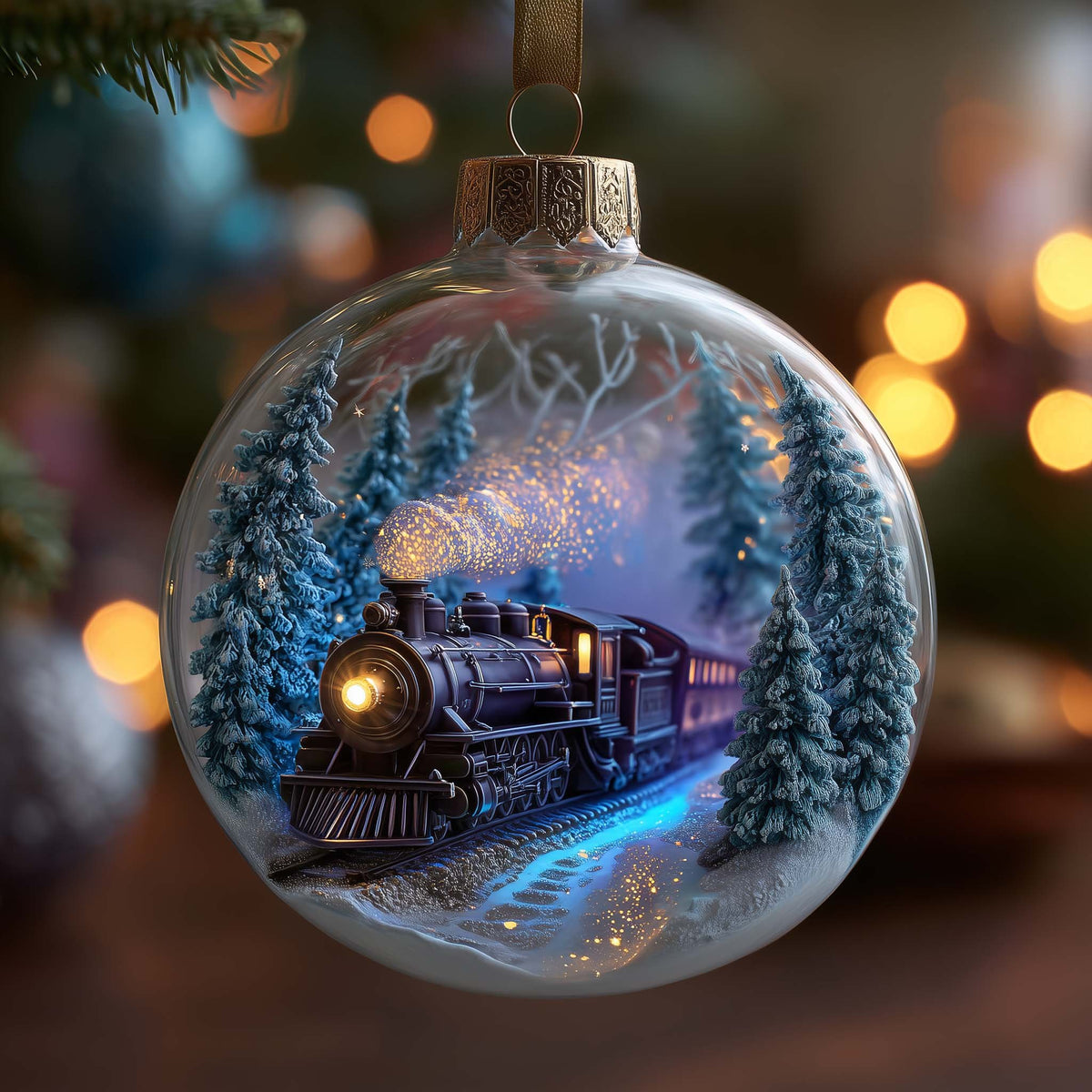 Glowing Night Train Globe Christmas Ornament
