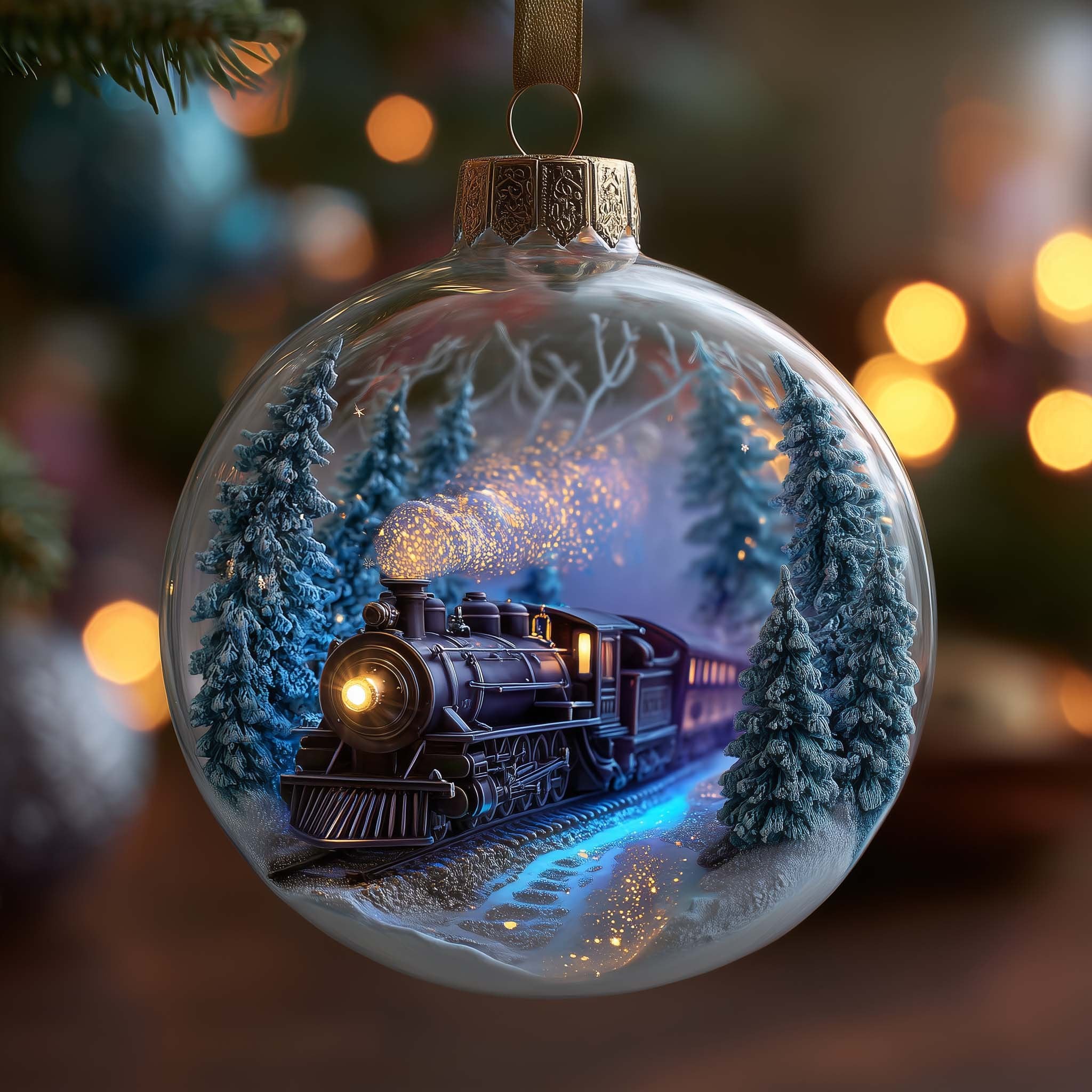 Glowing Night Train Globe Christmas Ornament