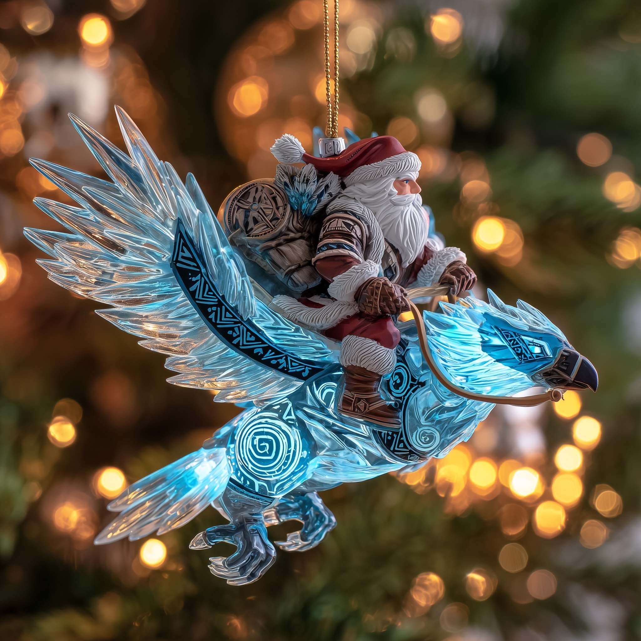 Santa on a Spirit Thunderbird Christmas Ornament