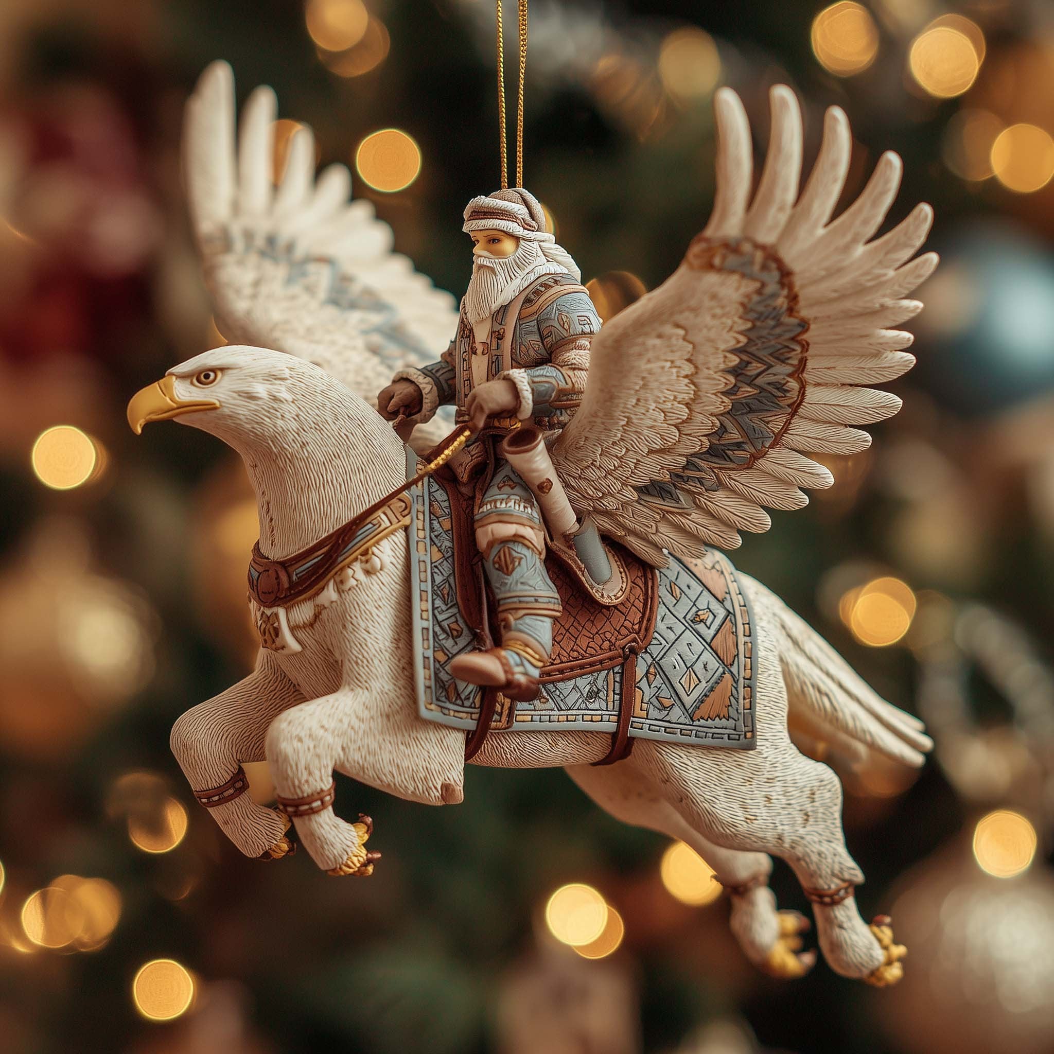 Winter Rider on a Snow Eagle Christmas Ornament