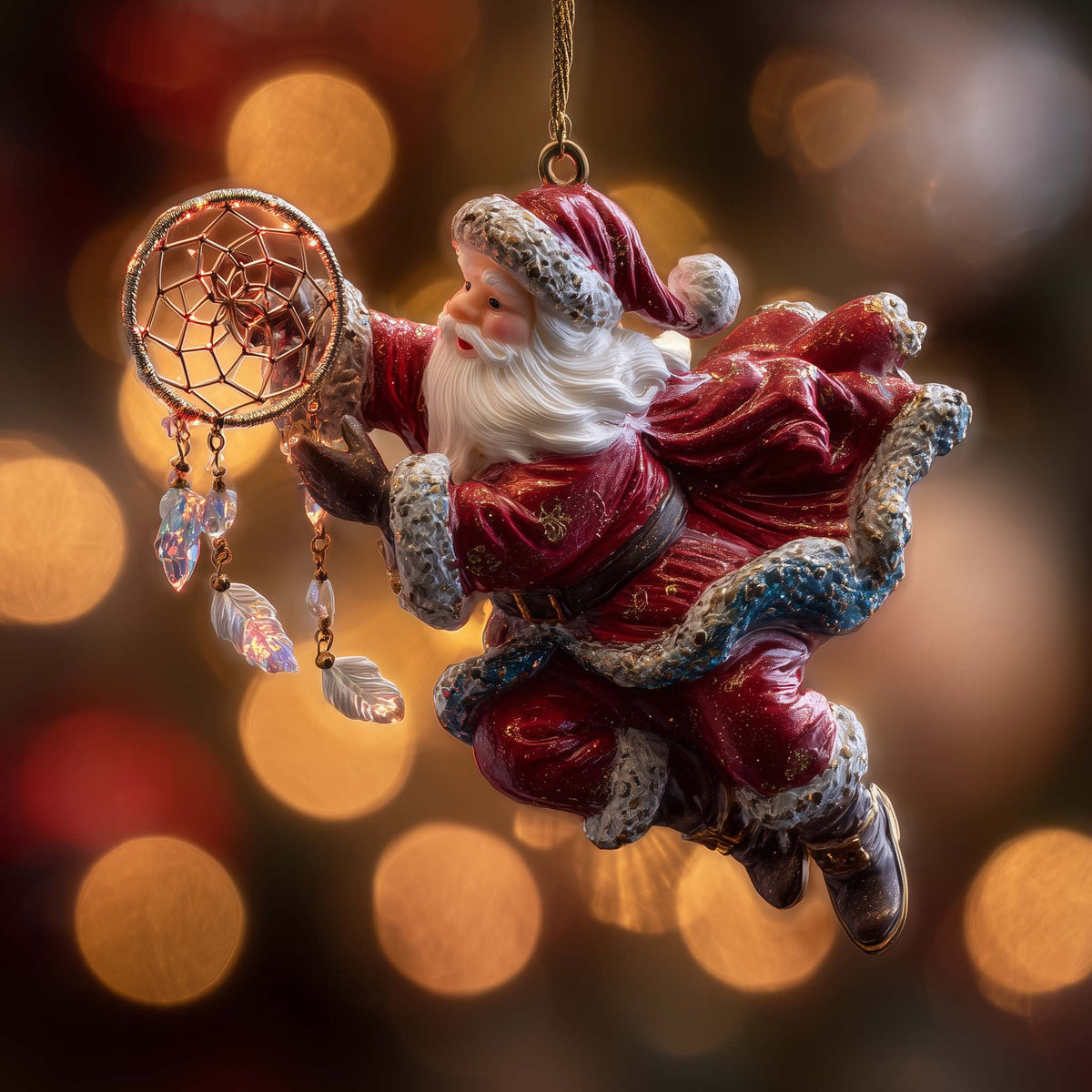 Santa with a Dreamcatcher Christmas Ornament