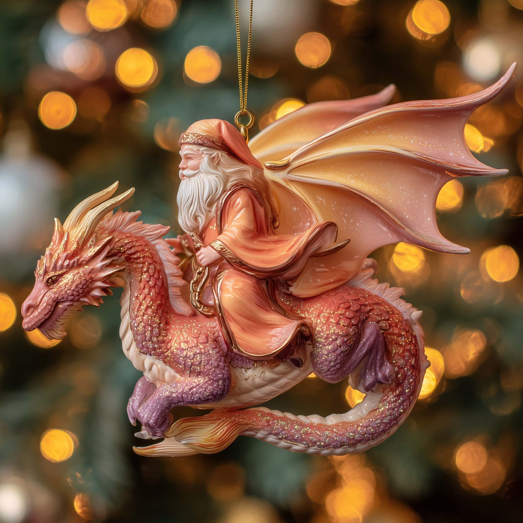 Wizard on a Rose Dragon Christmas Ornament