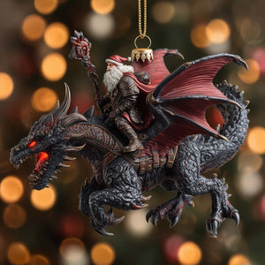Dark Knight on a Shadow Dragon Christmas Ornament - Made to Order Gift