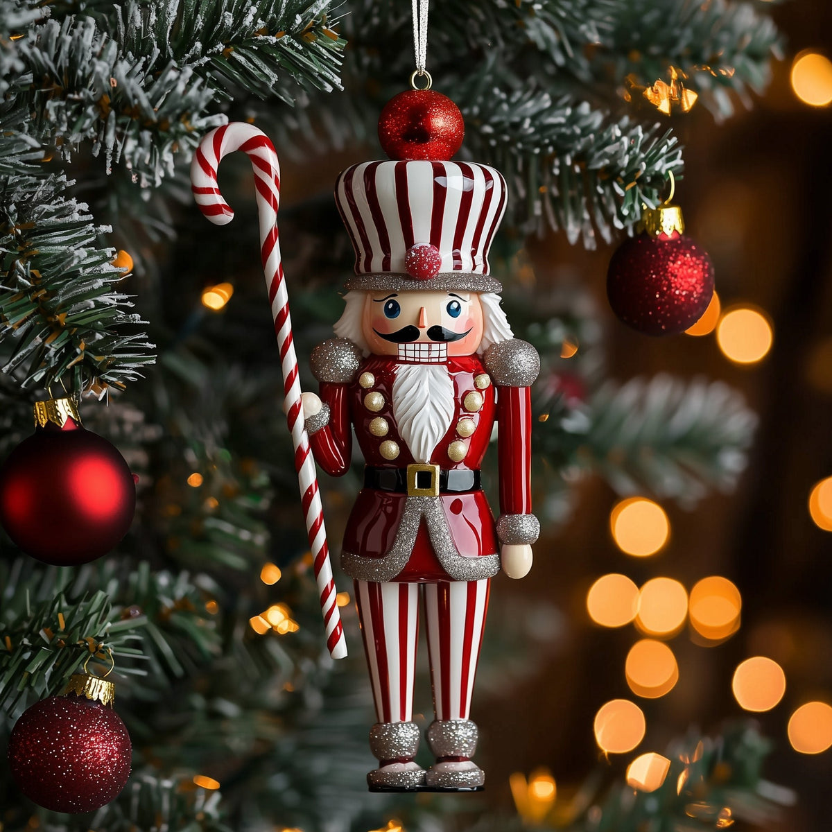Candy Stripe Nutcracker Christmas Ornament