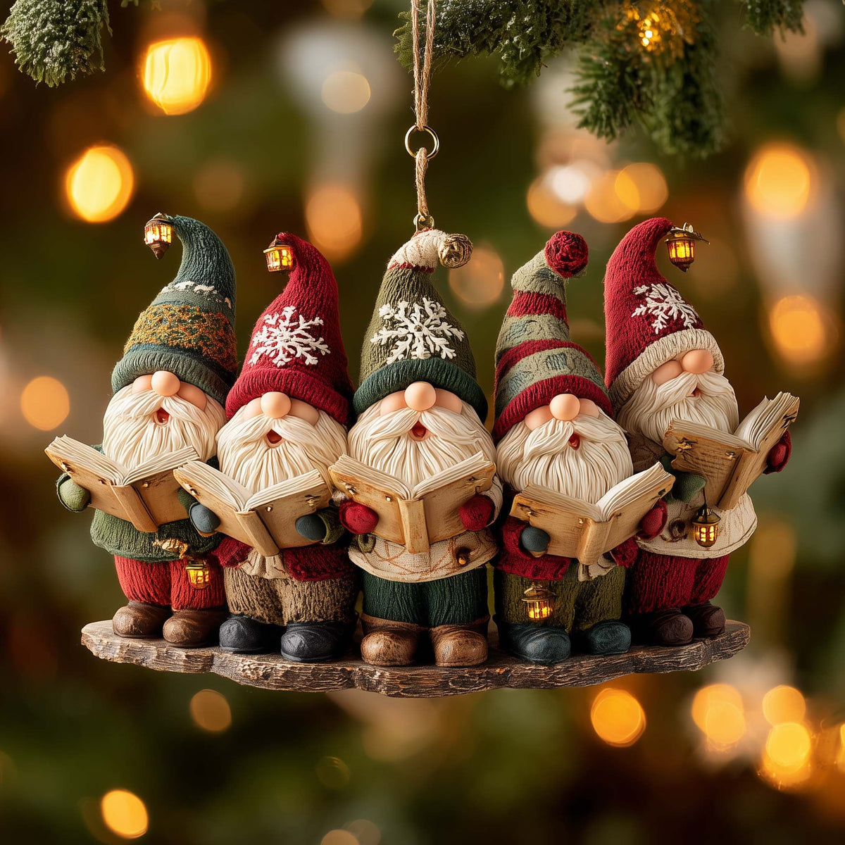 Gnome Carol Choir Christmas Ornament