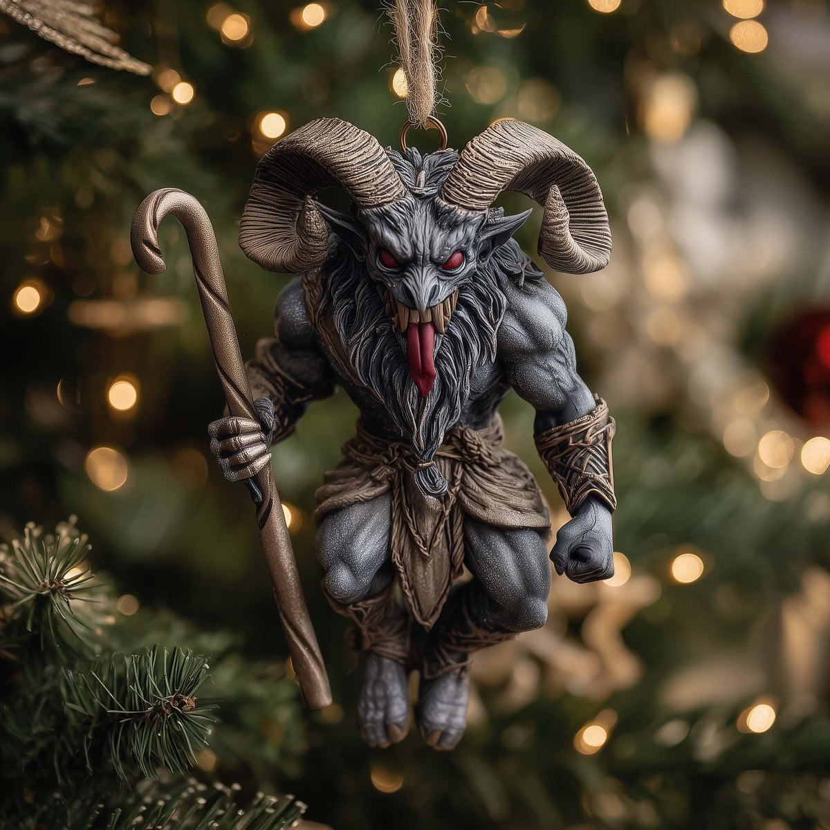 Krampus with a Shepherd Crook Christmas Ornament
