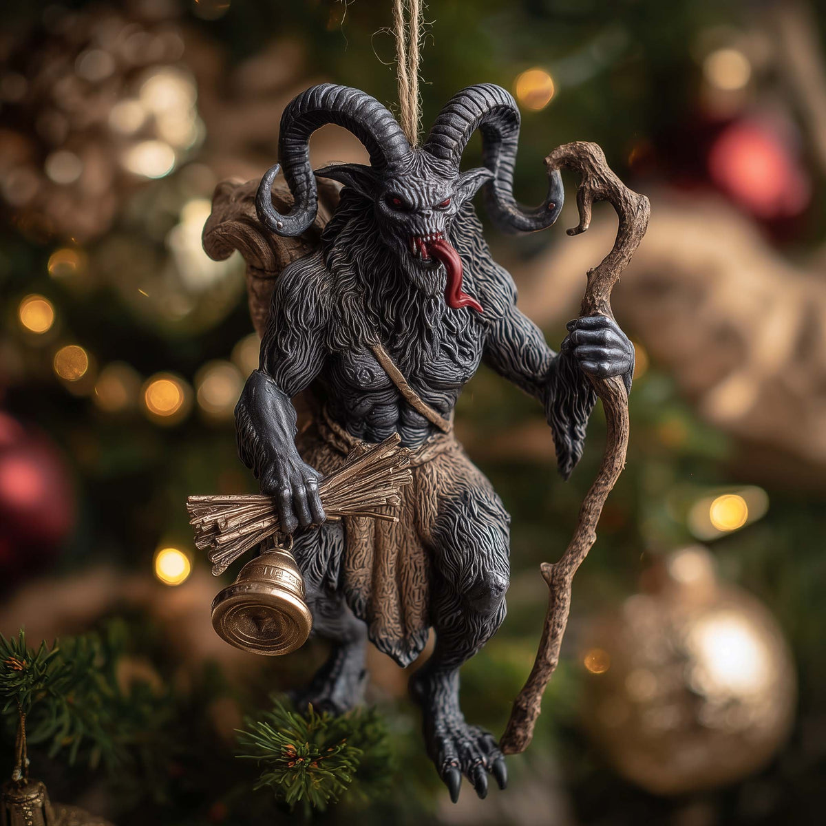 Krampus with Bell and Switches Christmas Ornament