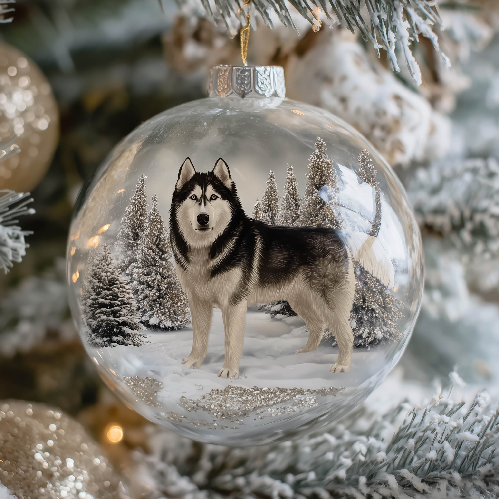 Winter Husky Christmas Ornament