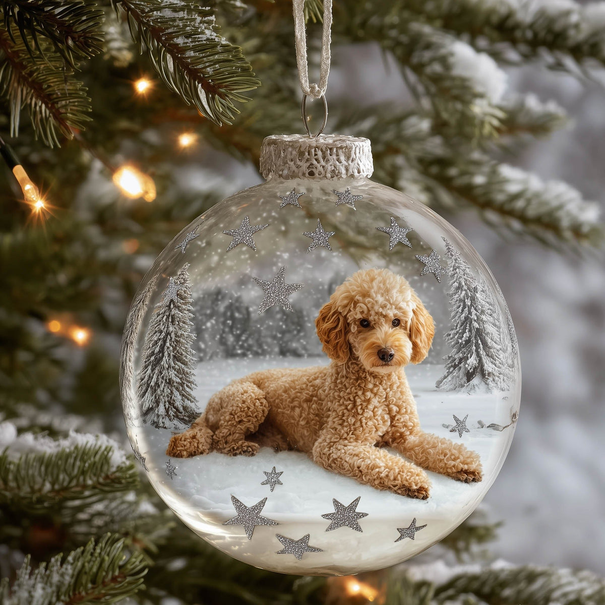 Winter Poodle Christmas Ornament