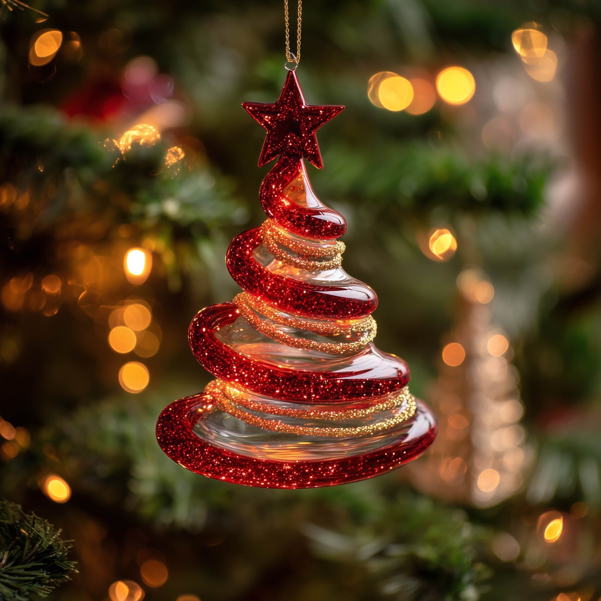 Glitter Swirl Christmas Tree Christmas Ornament