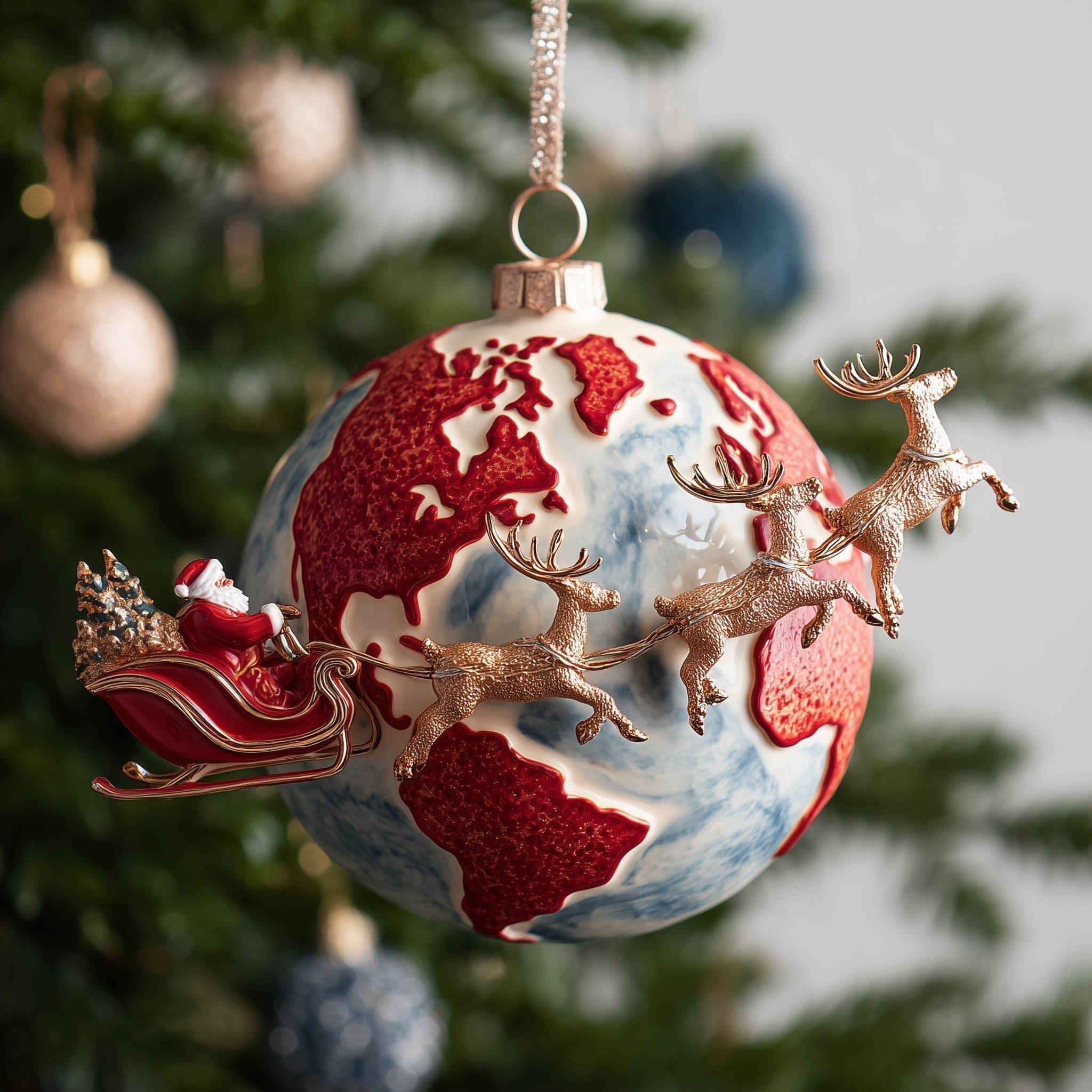 Santa Sleigh Christmas Ornament