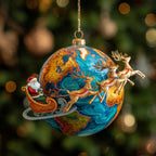 Santa's Sleigh Around the World Christmas Ornament
